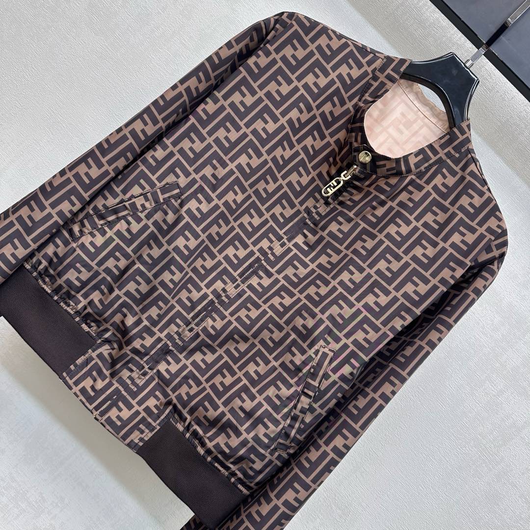 Fendi Reversible Jacket Pinkish Beige Polyamide 350268