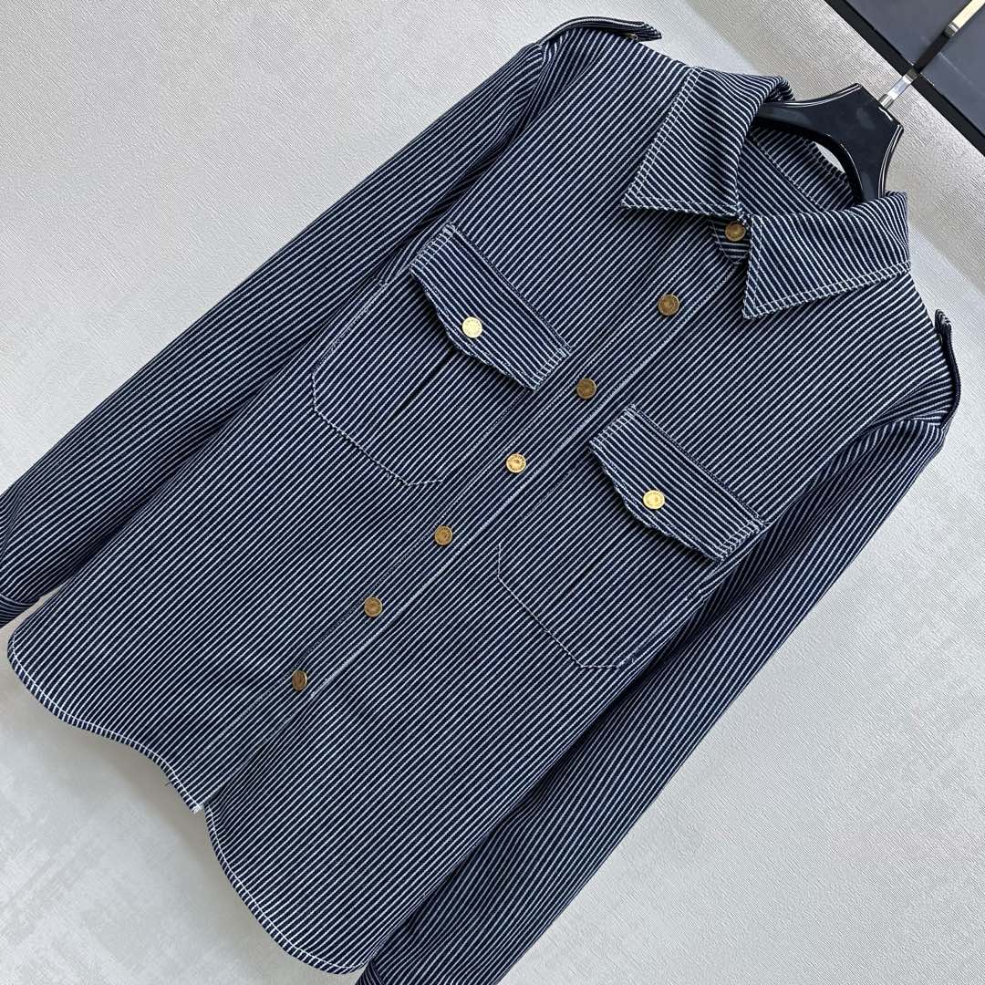 Zimmermann Patience Striped Denim Shirt Twill Cotton 350329