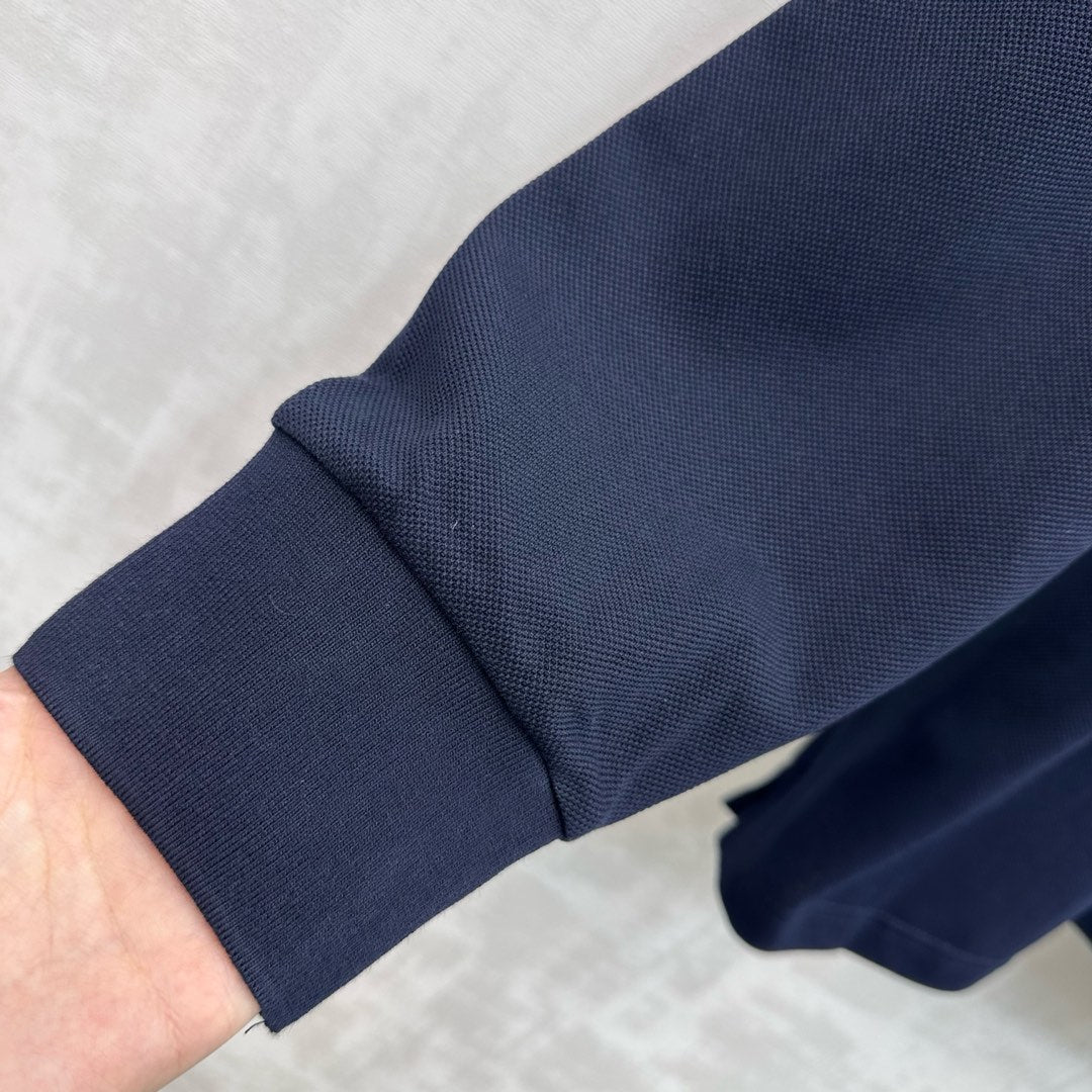 Miu SS26 Piqué Oversize Polo Shirt Navy Bleu Cotton 350370