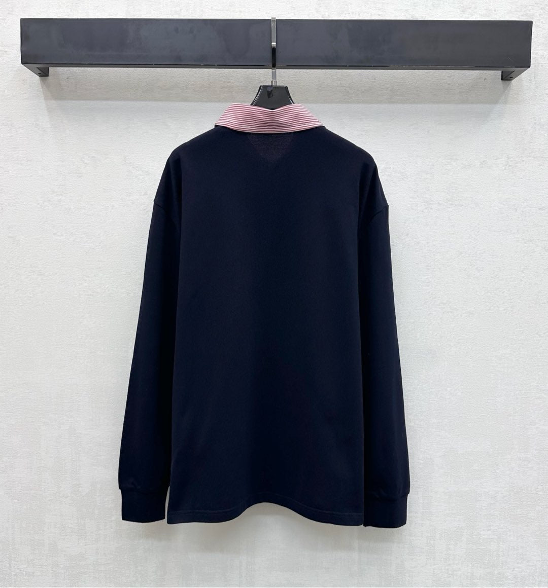 Miu SS26 Piqué Oversize Polo Shirt Navy Bleu Cotton 350370