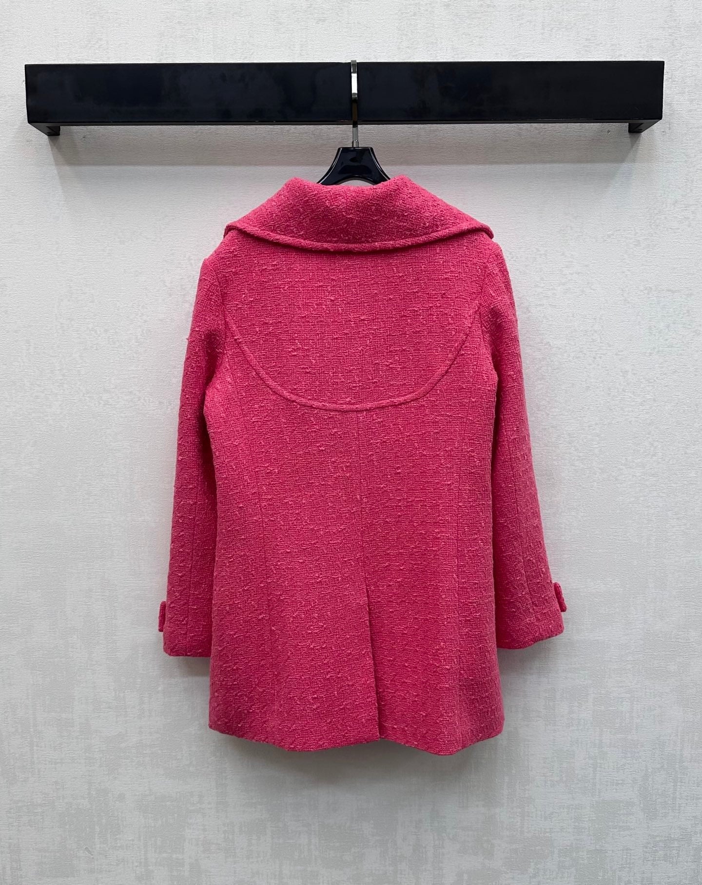 CC Double-breasted Wool Coat Fuchsia Pink Cotton 350261