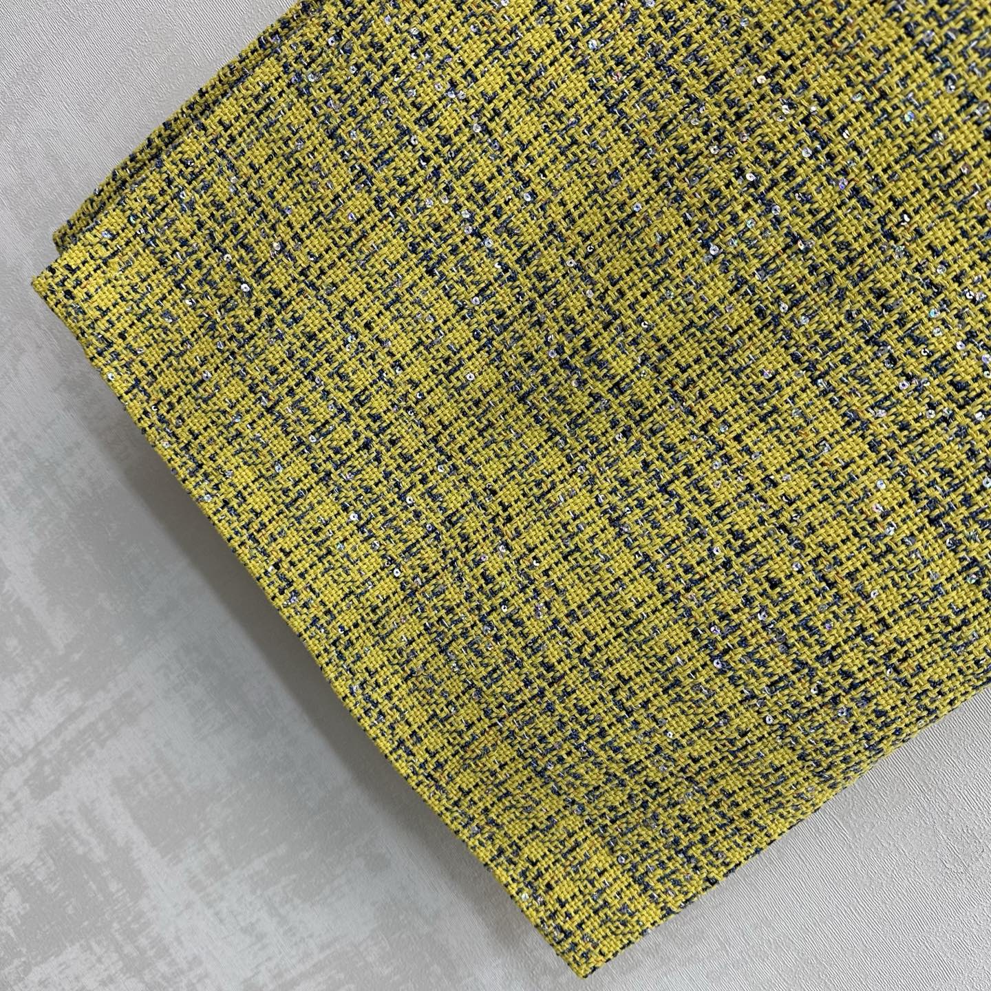 CC 26s Skirt Yellow Navy Blue Sliver Tweed 363983