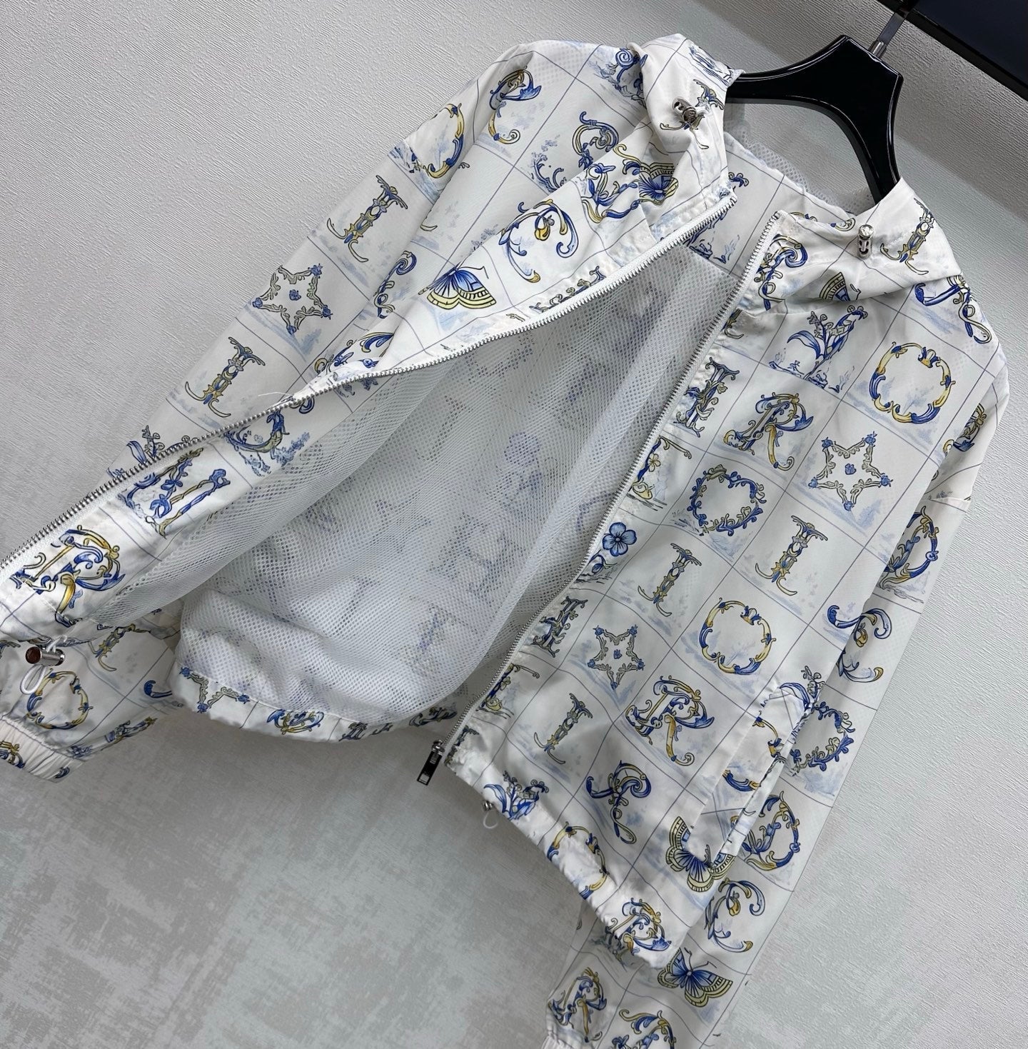 CD 26s Monogrammed Hoodie Set White Navy Blue Polyester Fiber