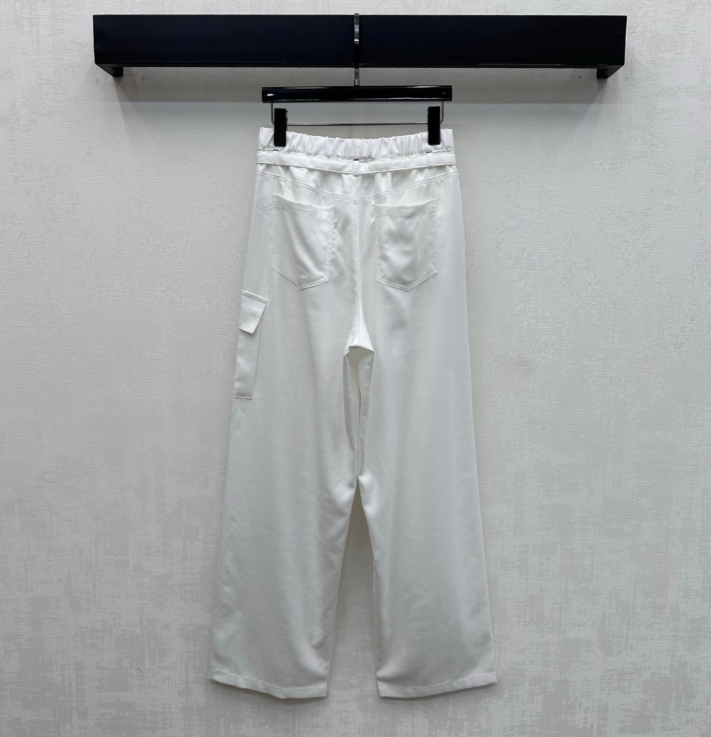 CC 26s Straight-Leg Trousers White Linen Rayon Polyester 363900