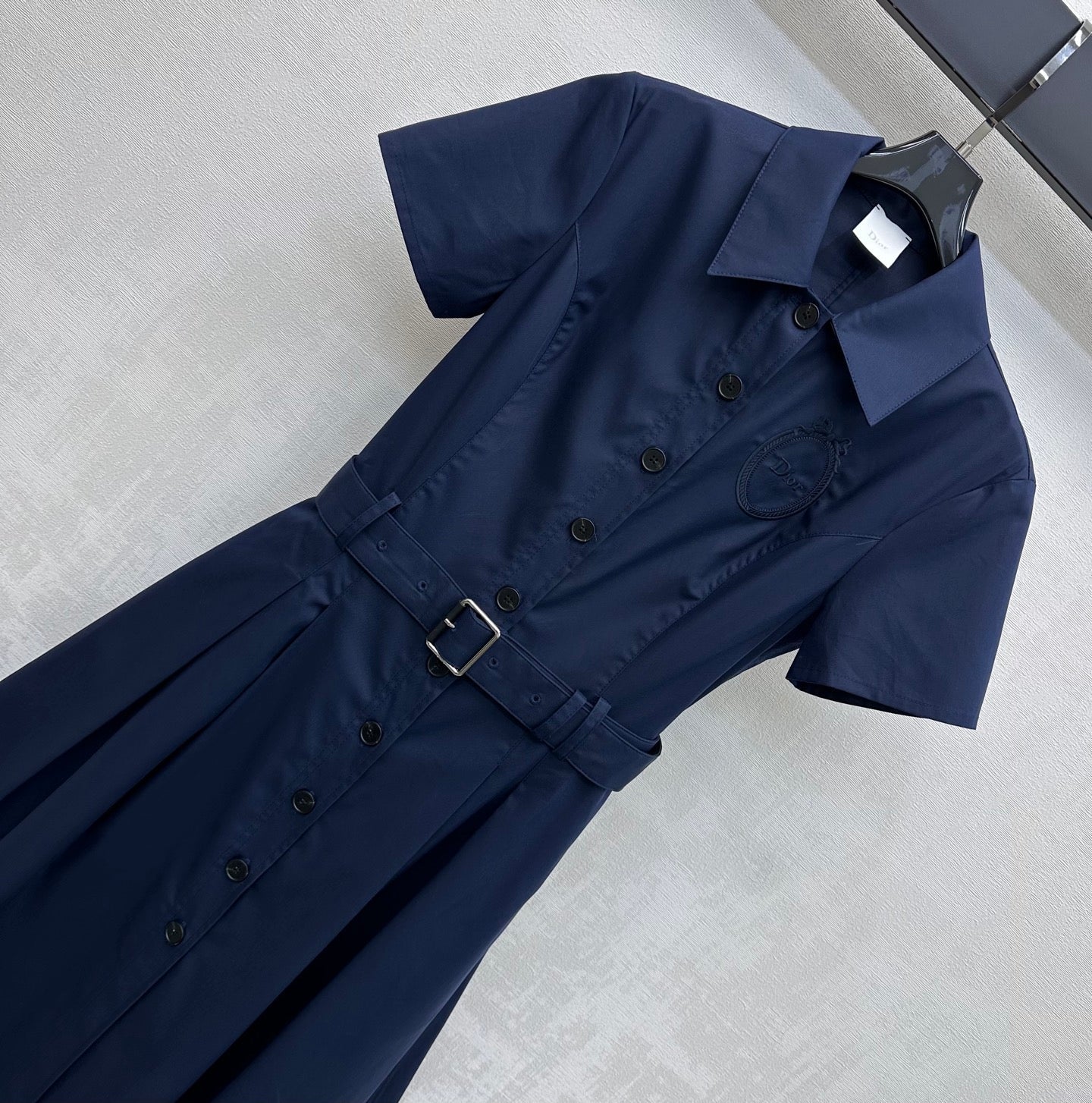 CD 26s Embroidered Logo Dress Navy Blue Cotton Fiber 363824