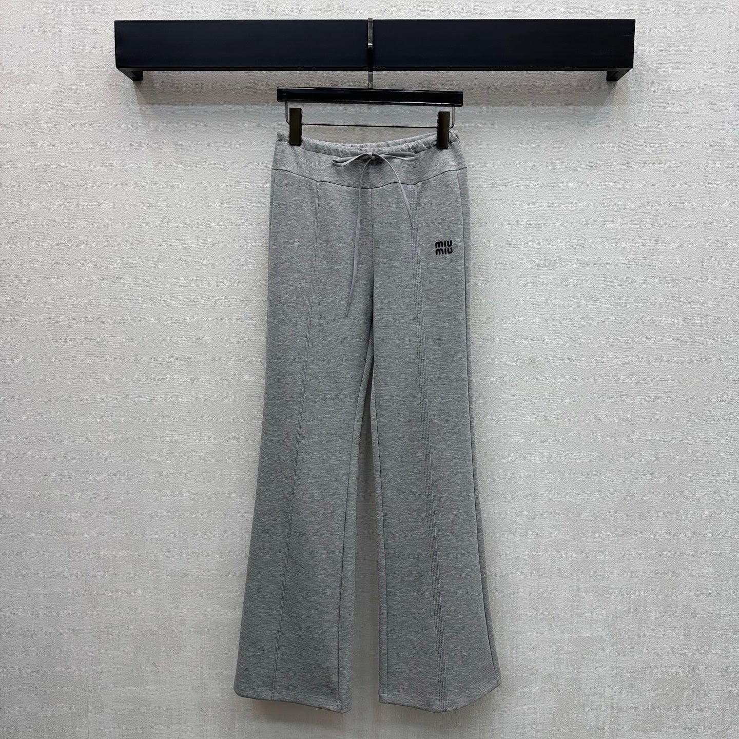 Miu 26s Drawstring Flared Trousers Grey Polyester 363803