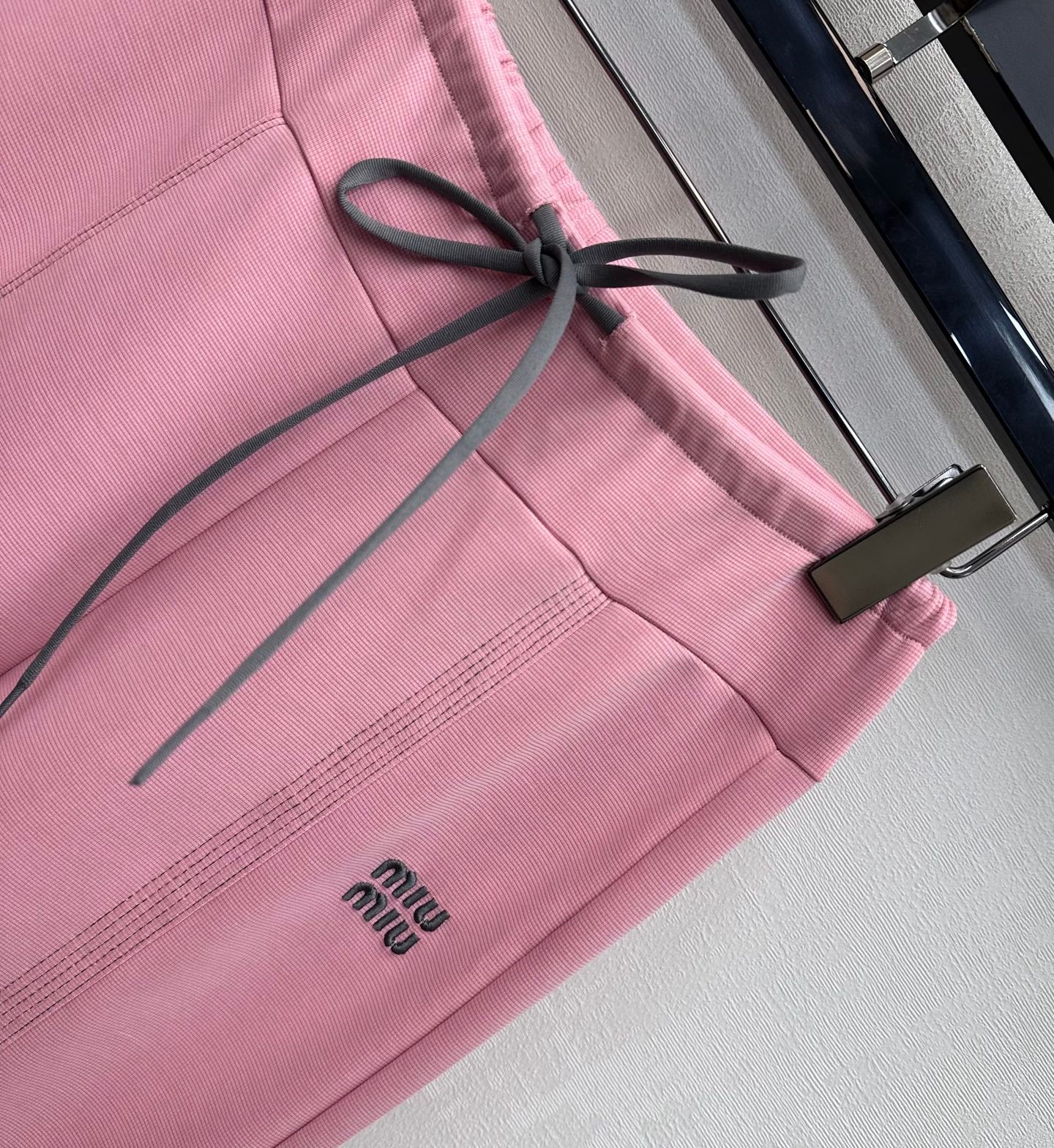 Miu 26s Drawstring Flared Trousers Pink Polyester 363801