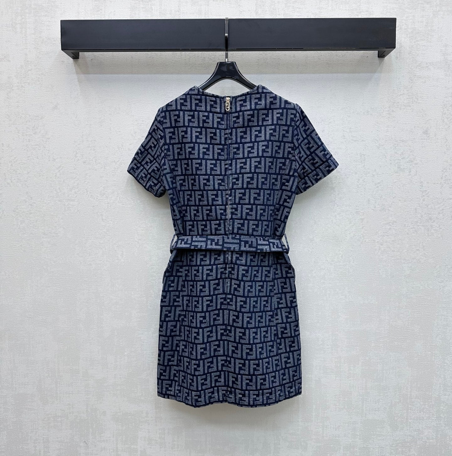 Fendi 26s Dress Grey Blue Jacquard Denim 366967