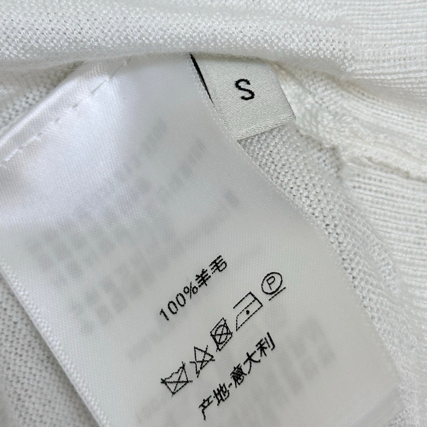 CD Letter Embroidery Short-Sleeve Knit Top White Wool 378372