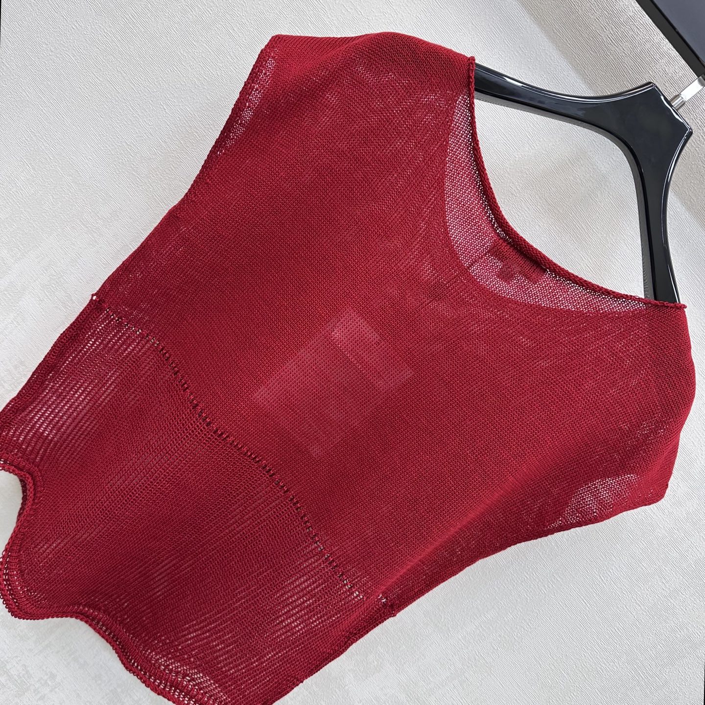 CC 26s Short-Sleeve Knit Top Red Wool Polyester 378324