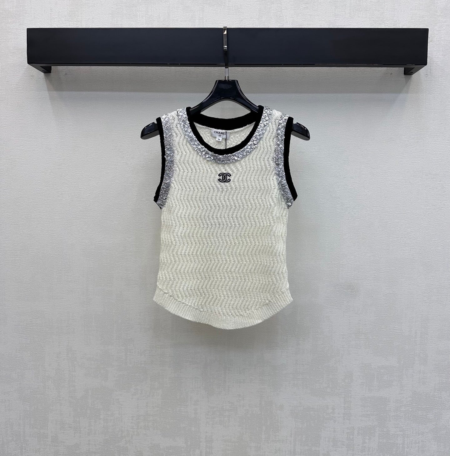 CC 26s Knit Vest White Wool Polyester 378379