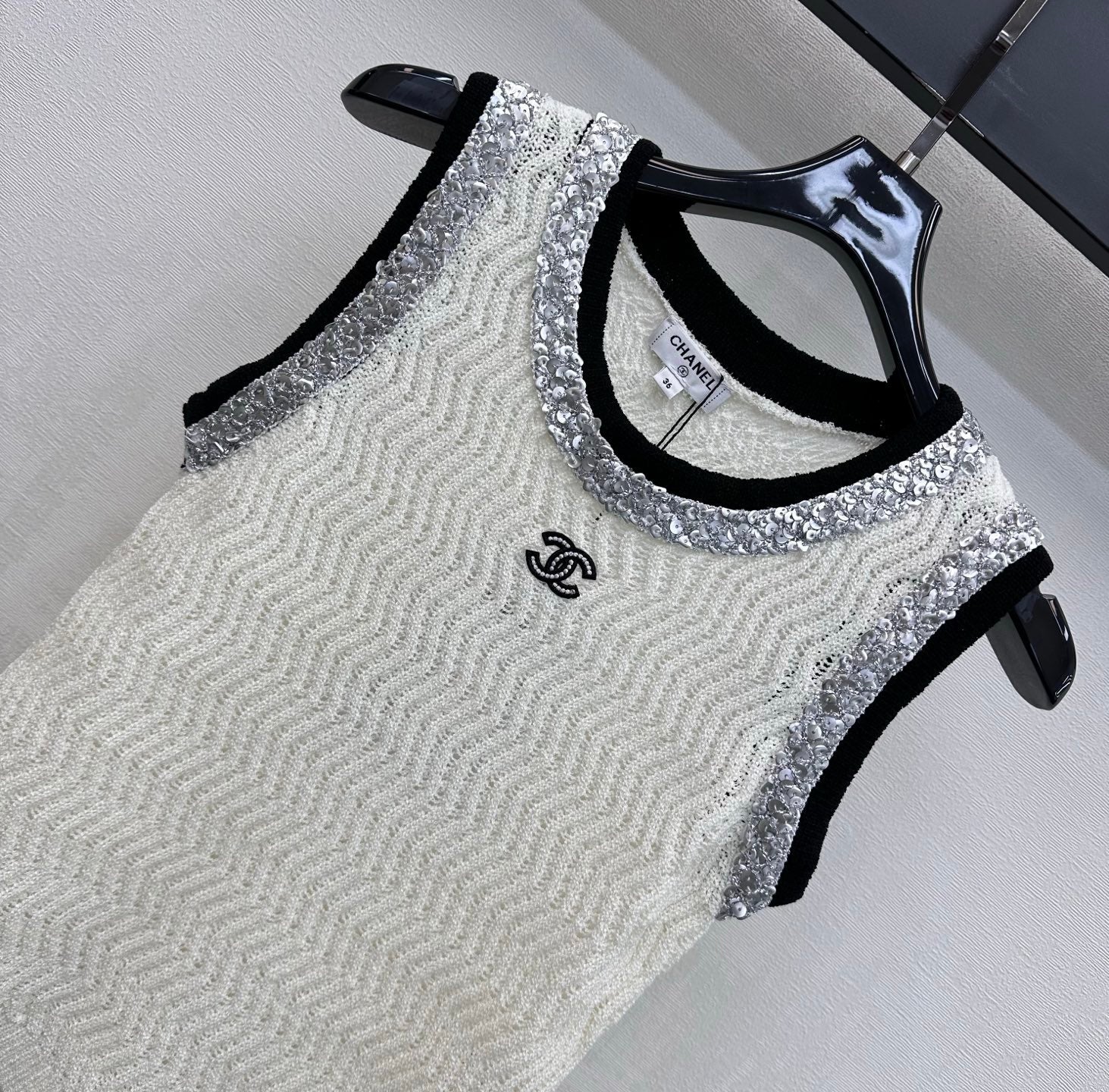 CC 26s Knit Vest White Wool Polyester 378379