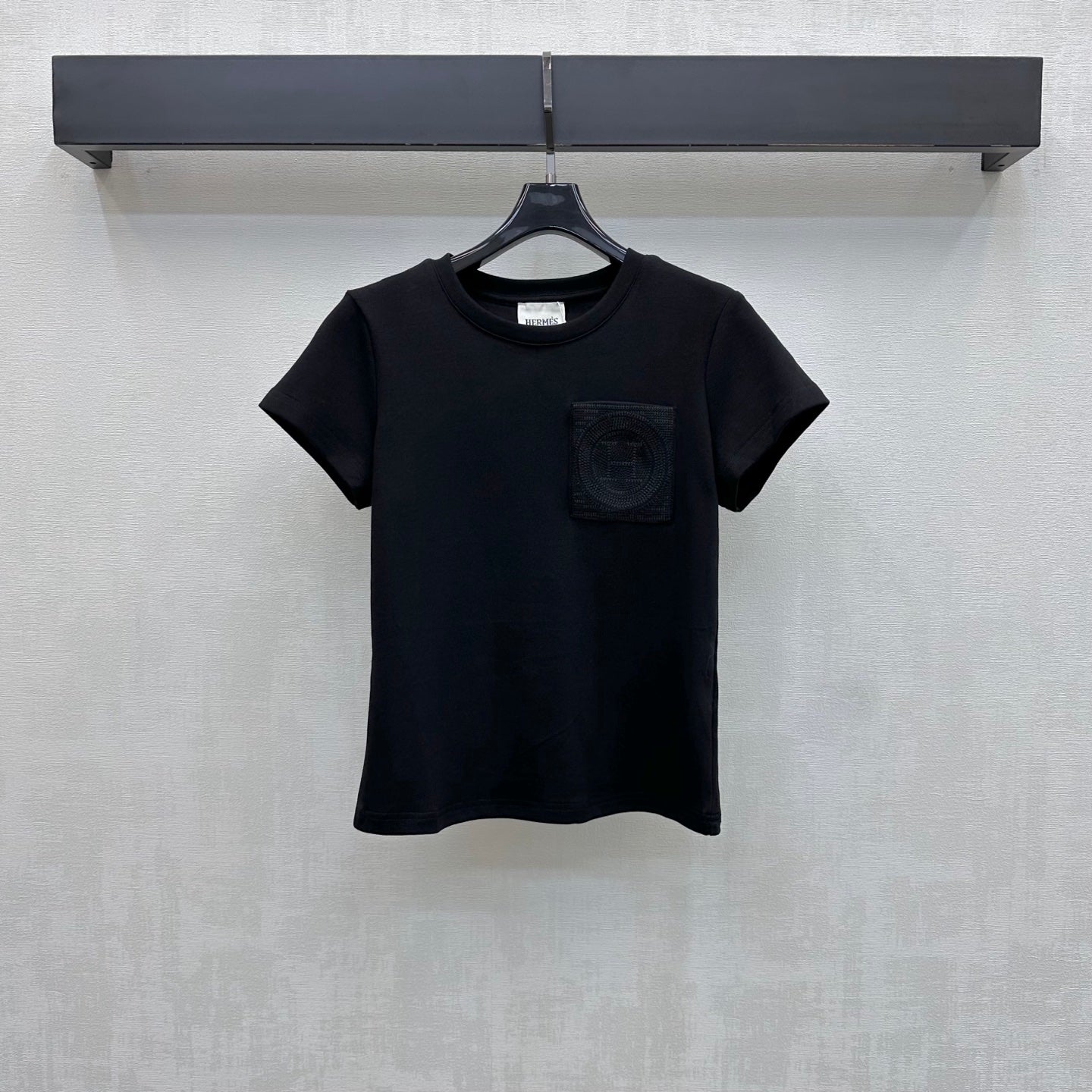 HM 26s Embroidered Pocket T-Shirt Black Cotton 378826