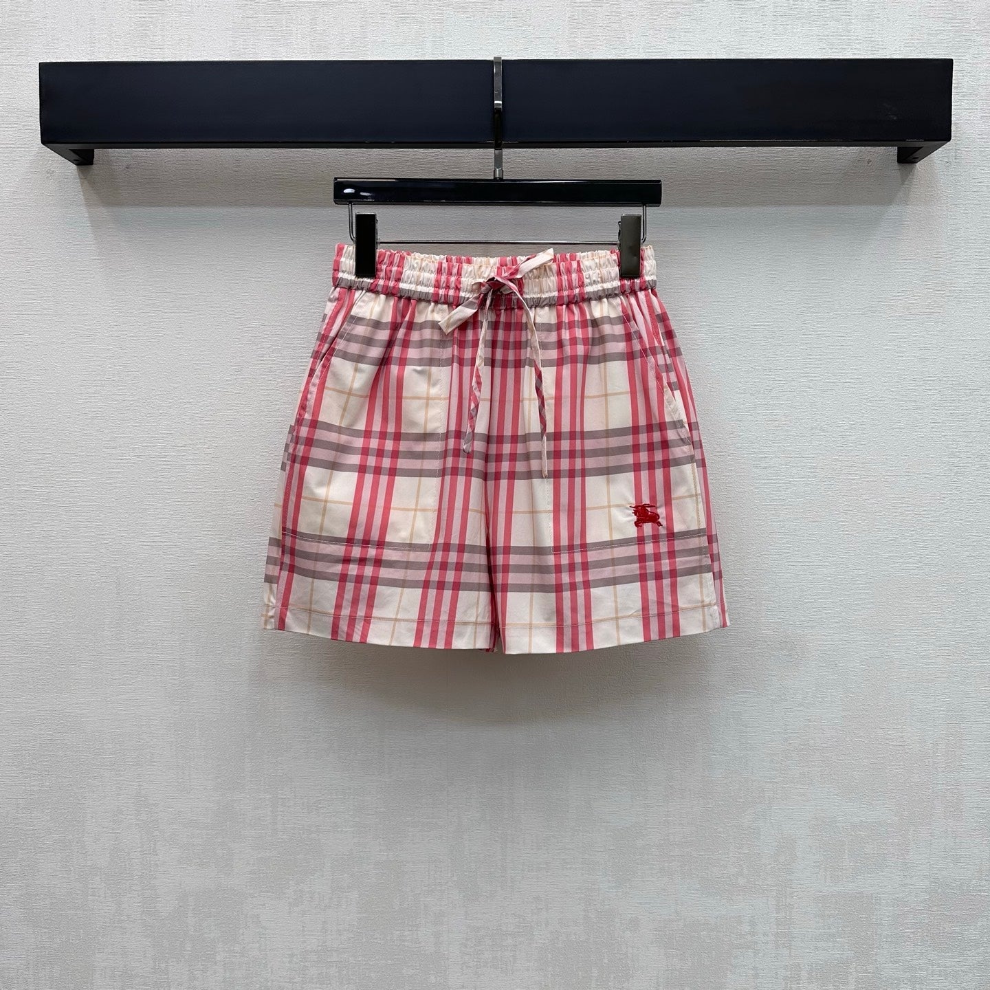 Burberry Checked Shirt Short Set Pink Ivory Polyester