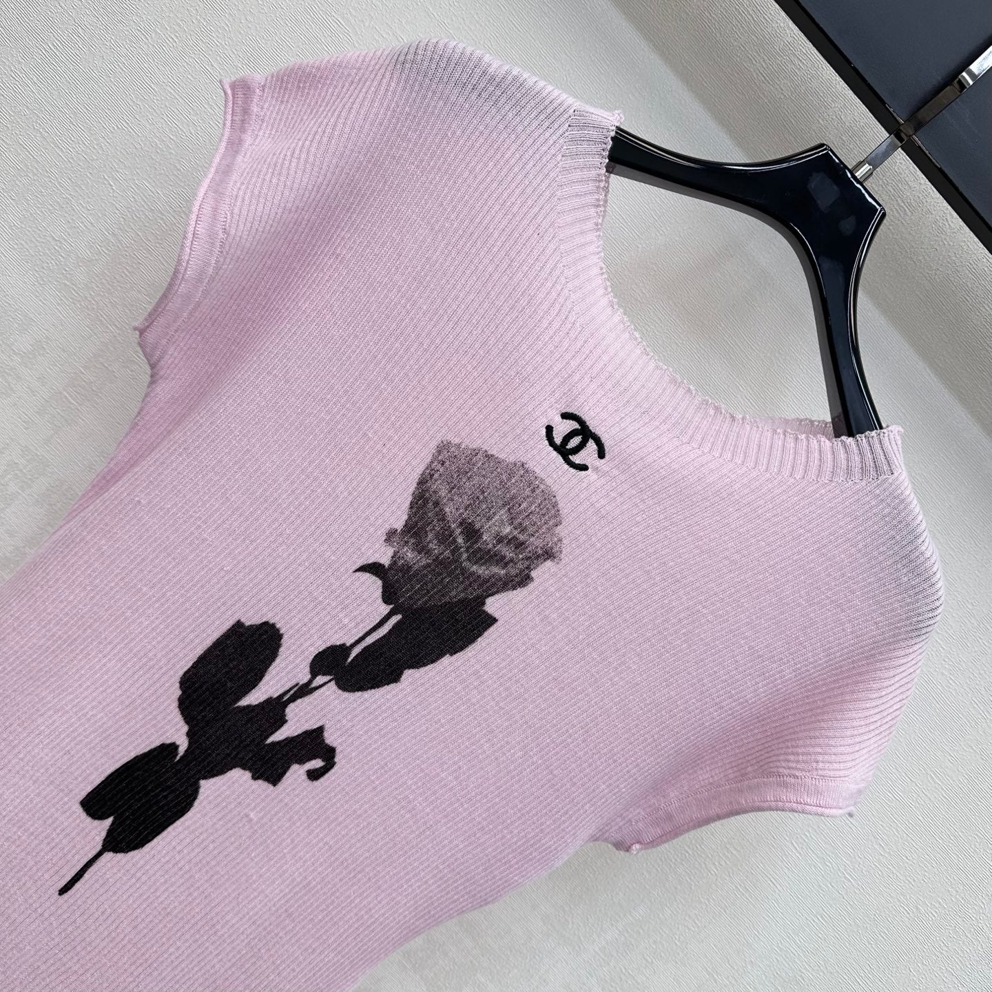 CC 26s Rose Short-Sleeved Knit Top Pink Wool 399739