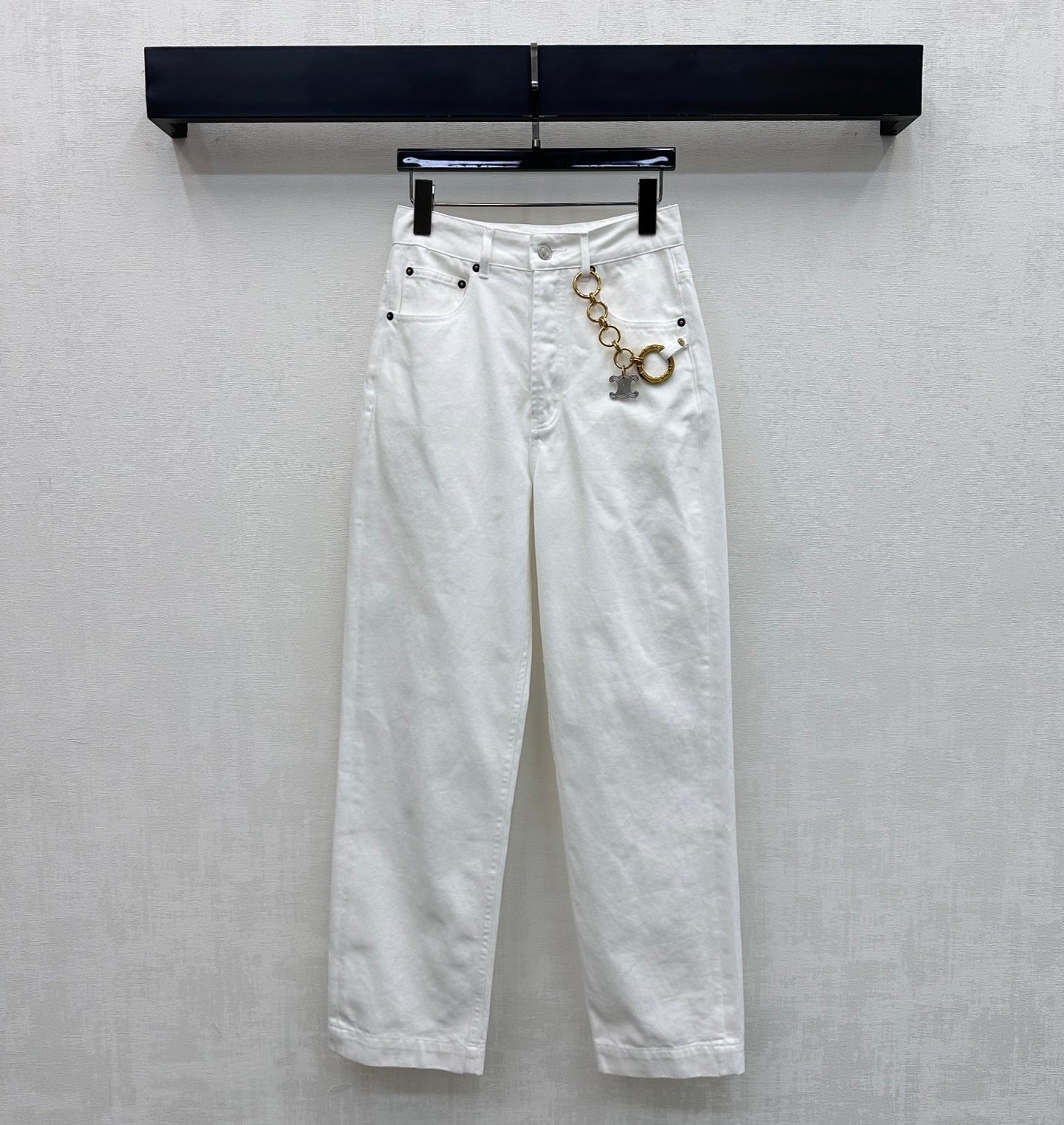 Celine 26s Boyfriend Jeans 002 White Cotton Twill 395460