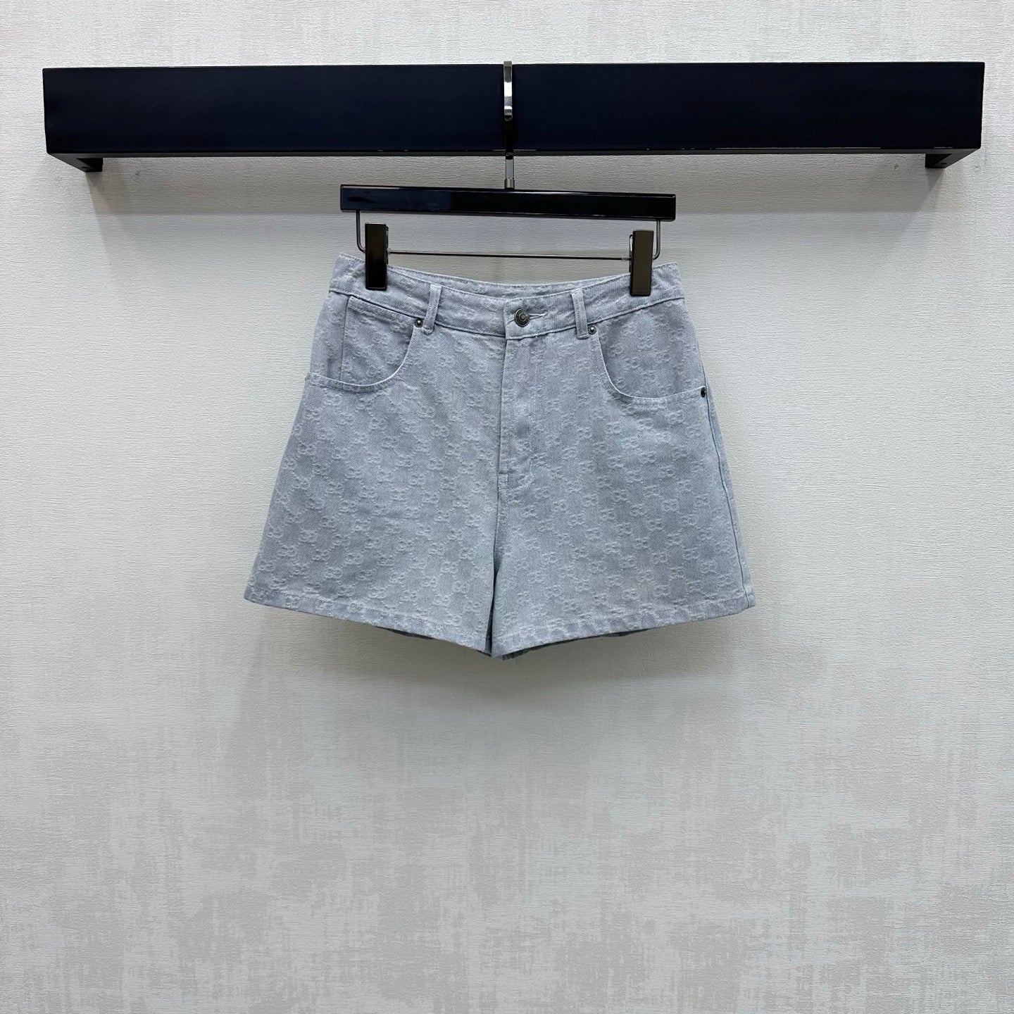 GC 26s GG Monogram Denim Shorts Grey Cotton 427666