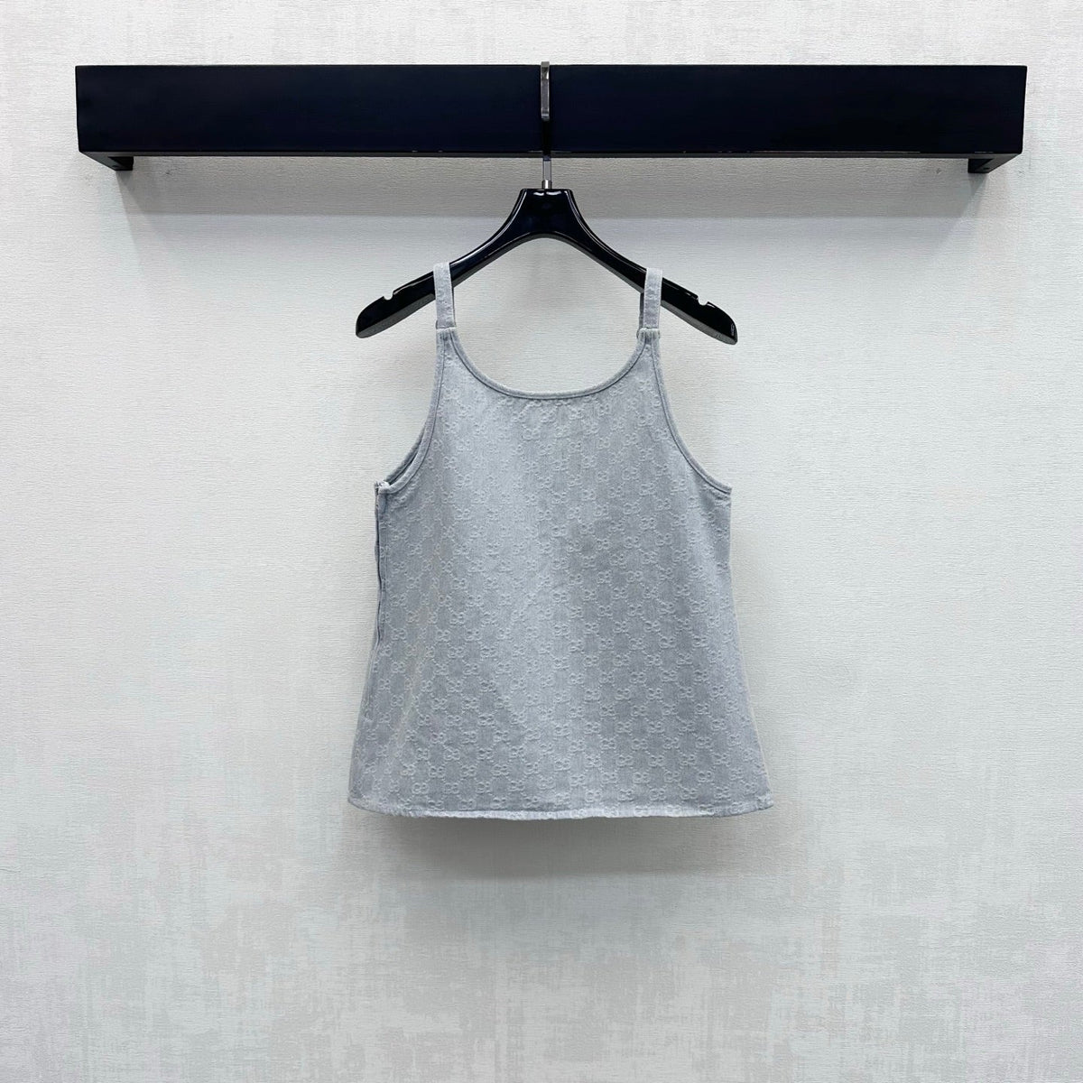 GC 26s GG Monogram Cami Top Metal Buckle Grey Denim Cotton 427667