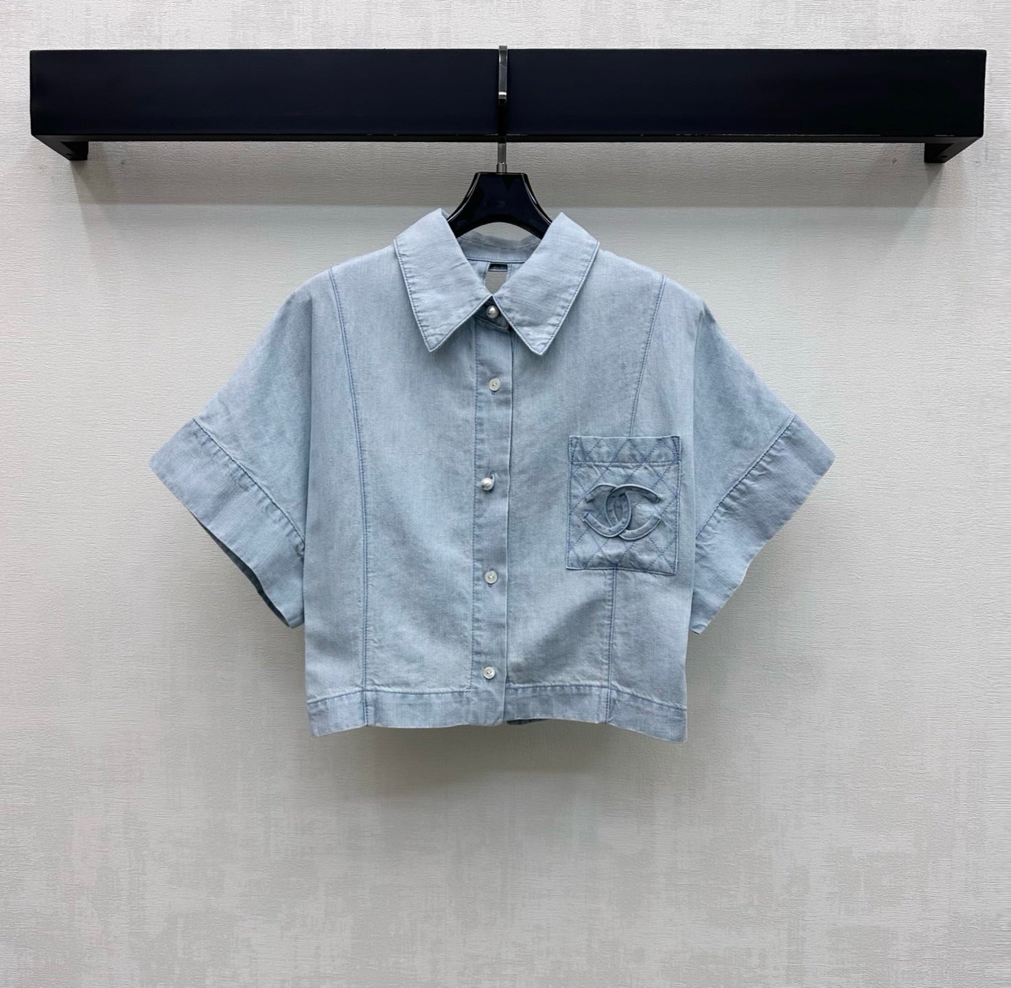 Chanel 26s Short-Sleeve Denim Shirt 1434