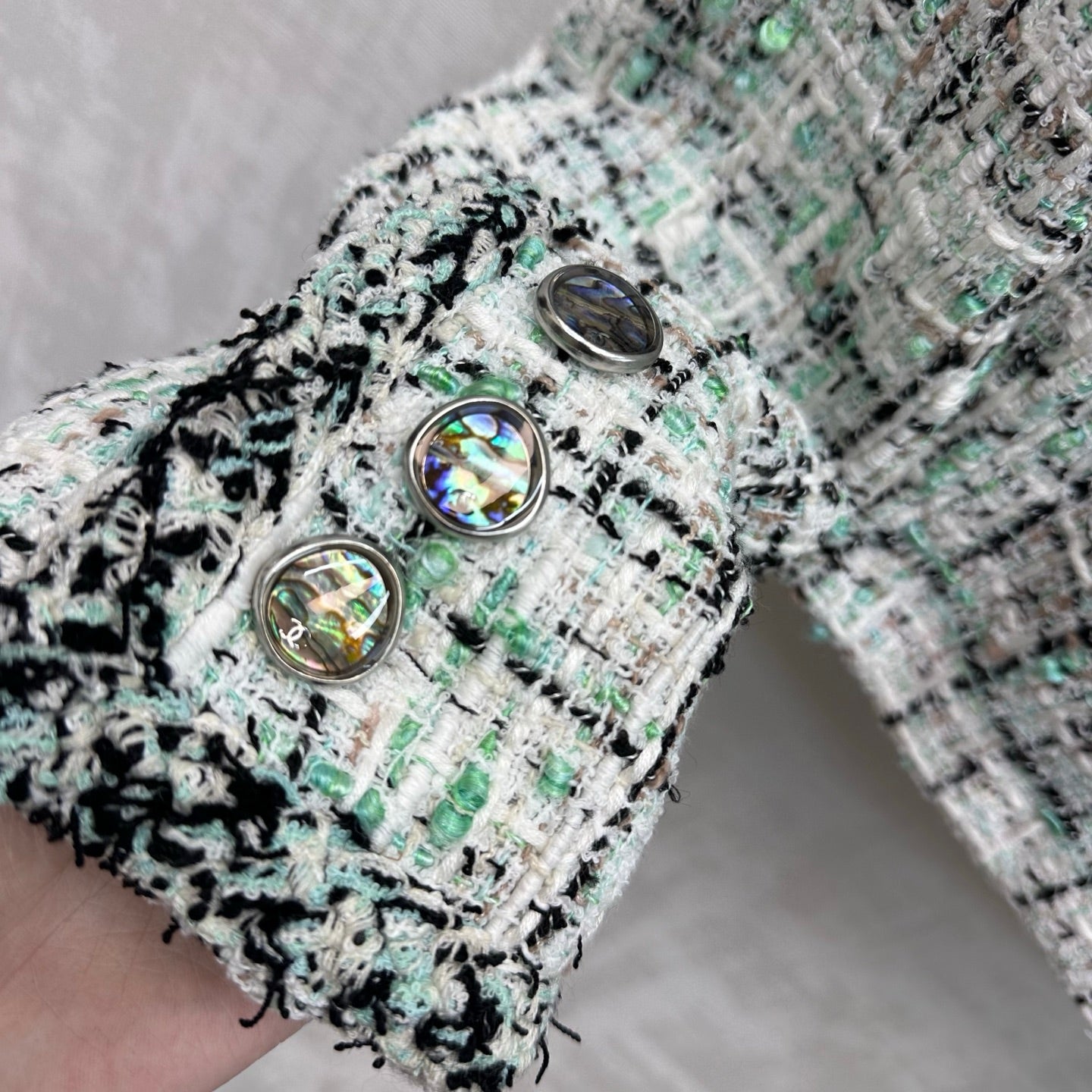 CC 26s Jacket White Black Green Tweed 407415