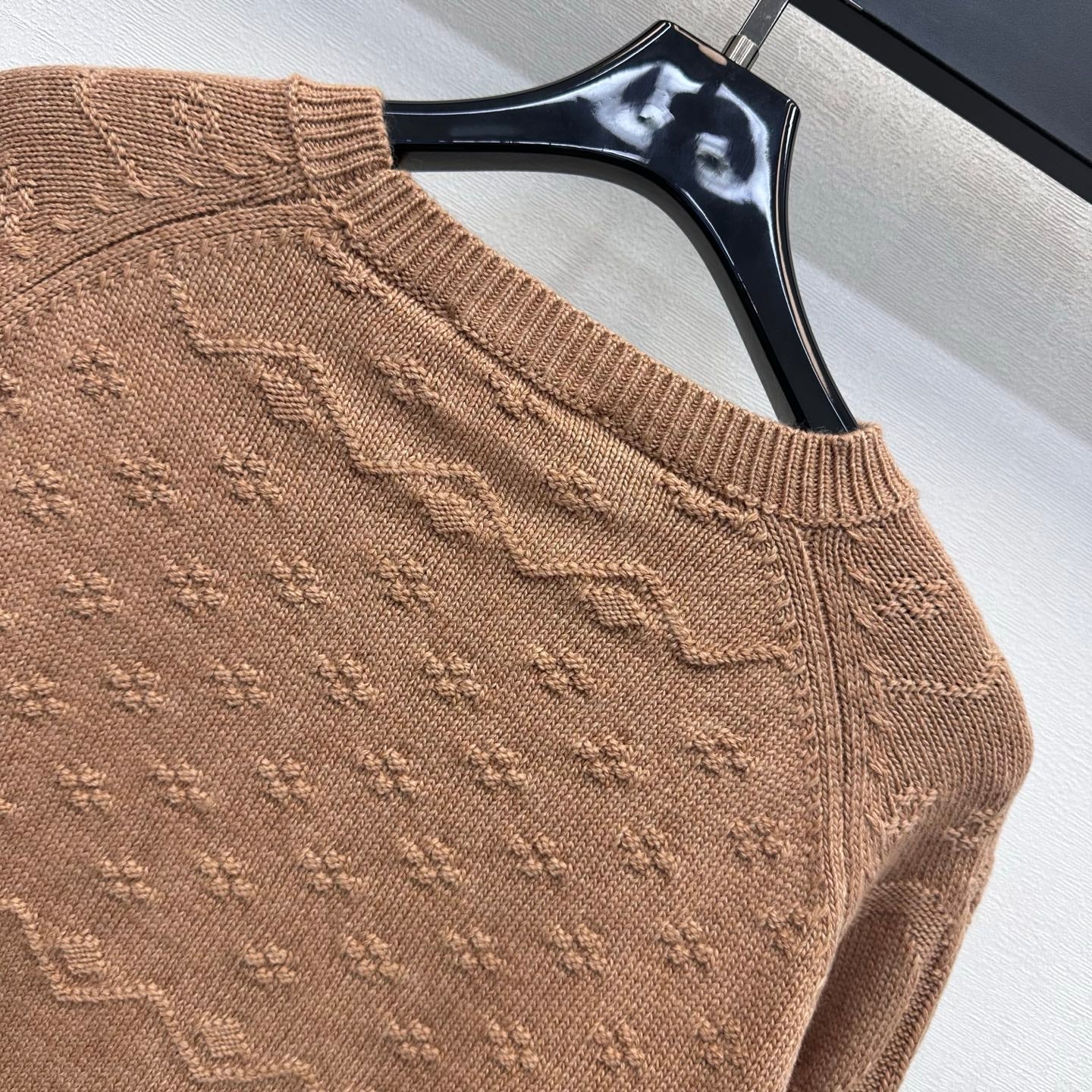 Celine 26s Jacquard Knit Long-Sleeved Top Brown Wool 421313