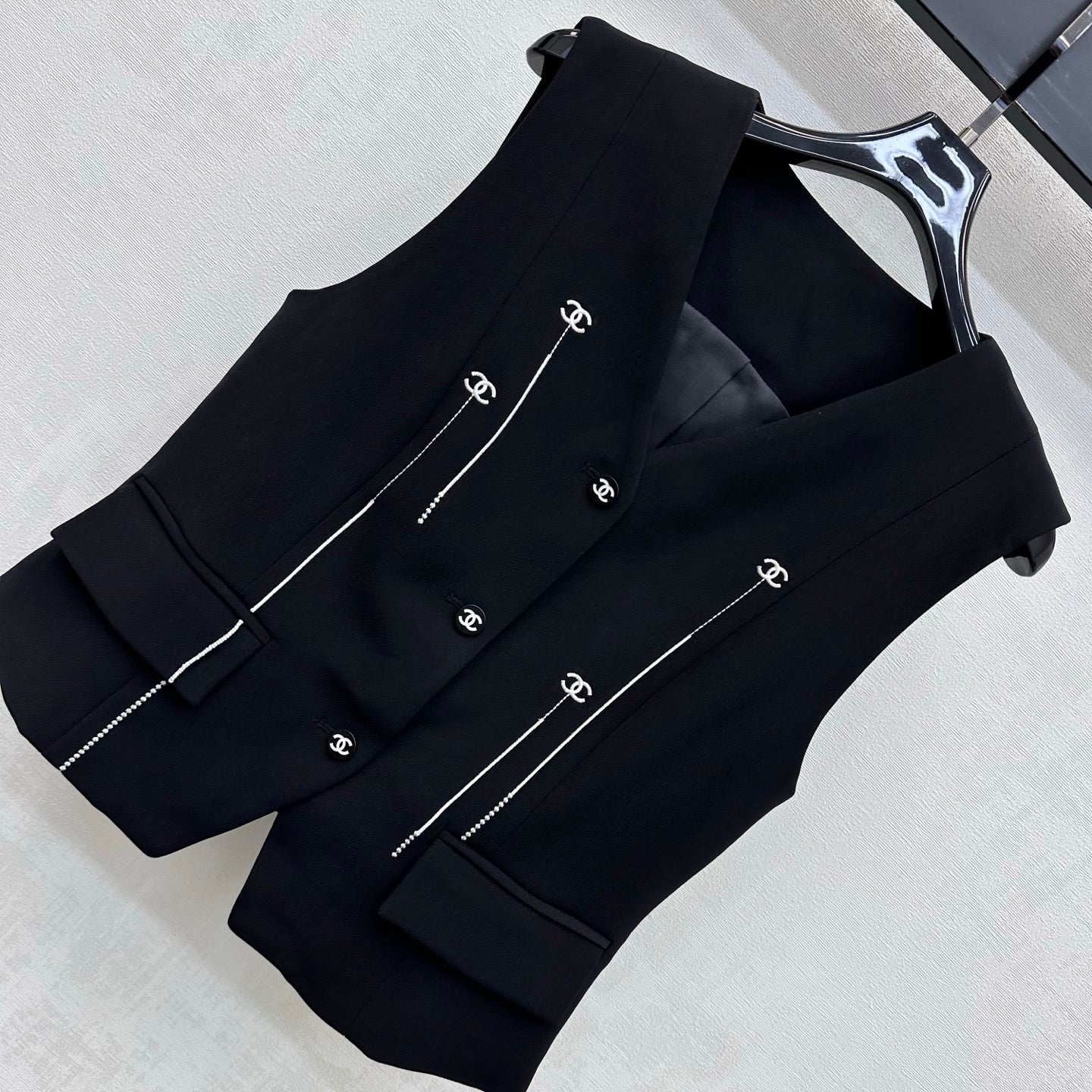 CC 26s Embroidered Vest And Trouser Suit Black Polyester 422613