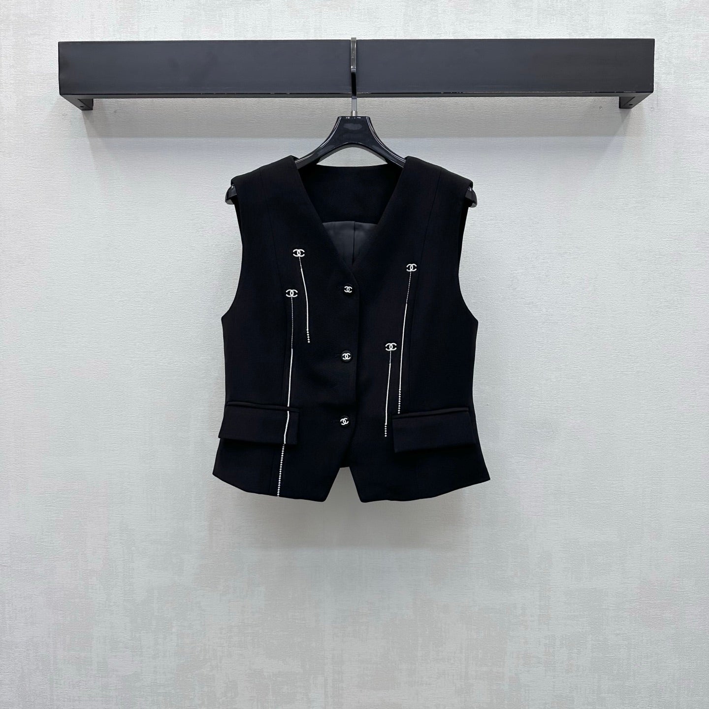 CC 26s Embroidered Vest And Trouser Suit Black Polyester 422613