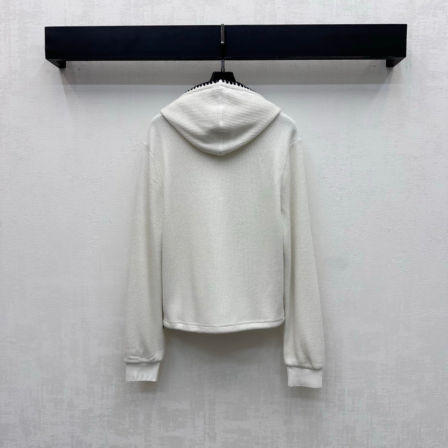 Miu 26s Waffle Hooded Sweatshirt White Wool 422646