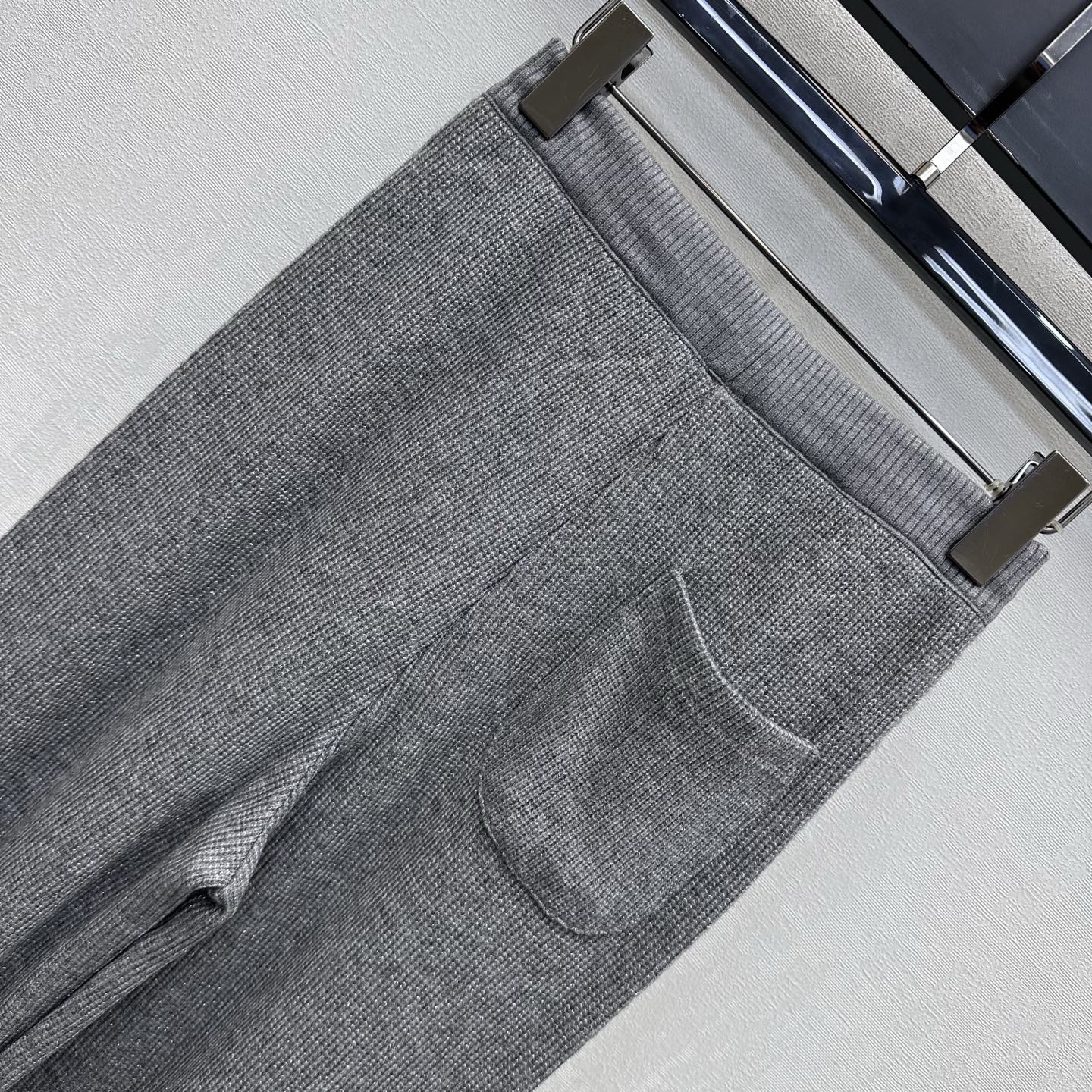 Miu 26s Wide-Leg Trousers Grey Wool 422646