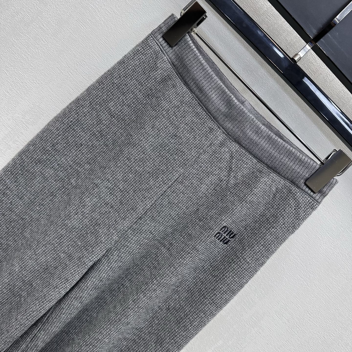 Miu 26s Wide-Leg Trousers Grey Wool 422646
