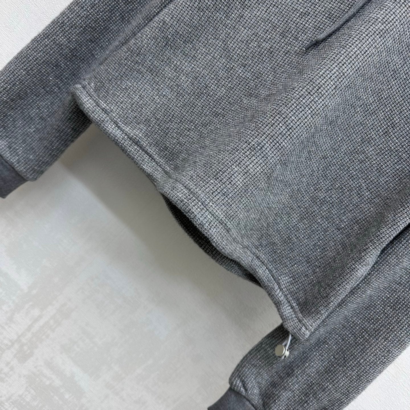 Miu 26s Waffle Hooded Sweatshirt Grey Wool 422647