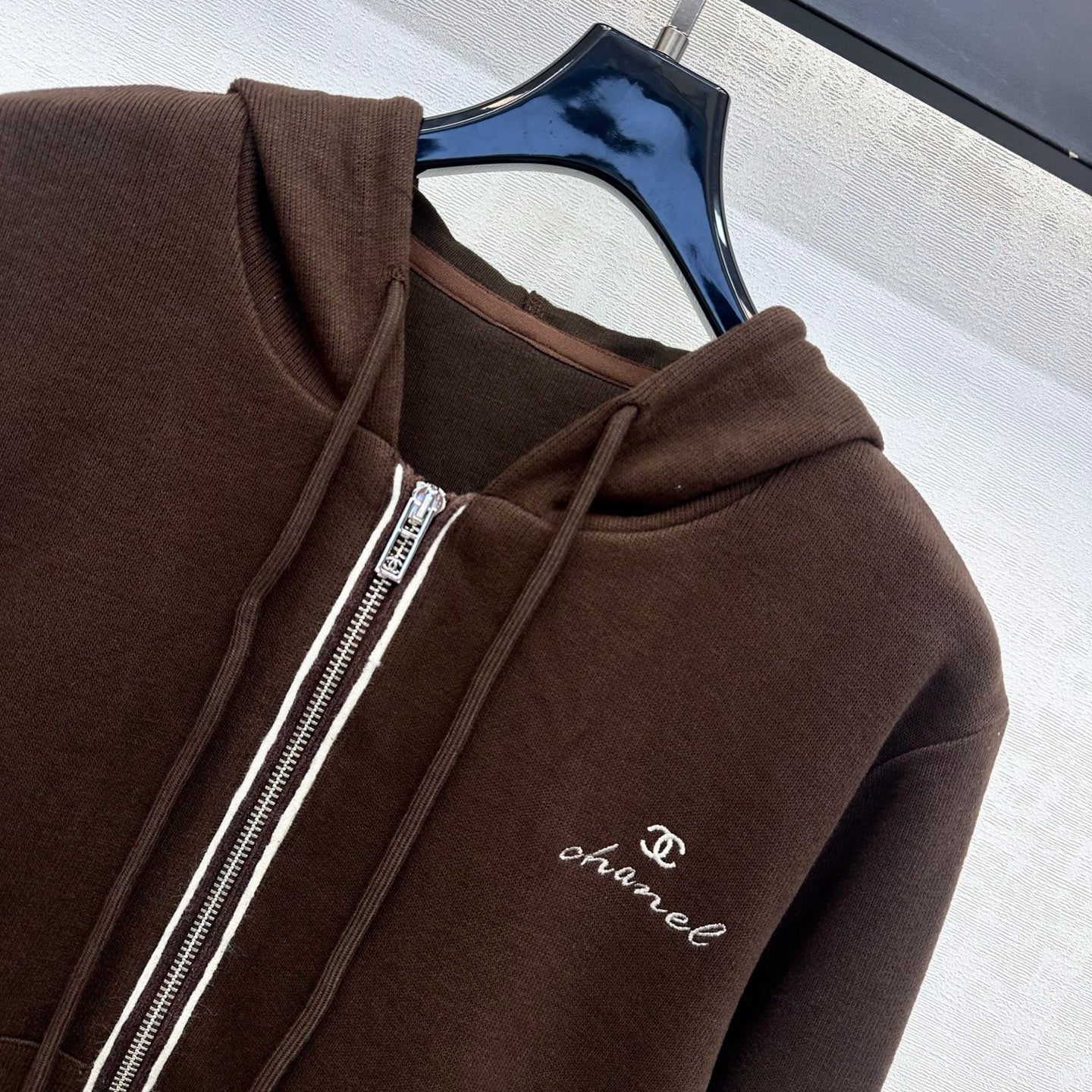 CC 26s Embroidered Hooded Cardigan Brown Wool Polyester 422570