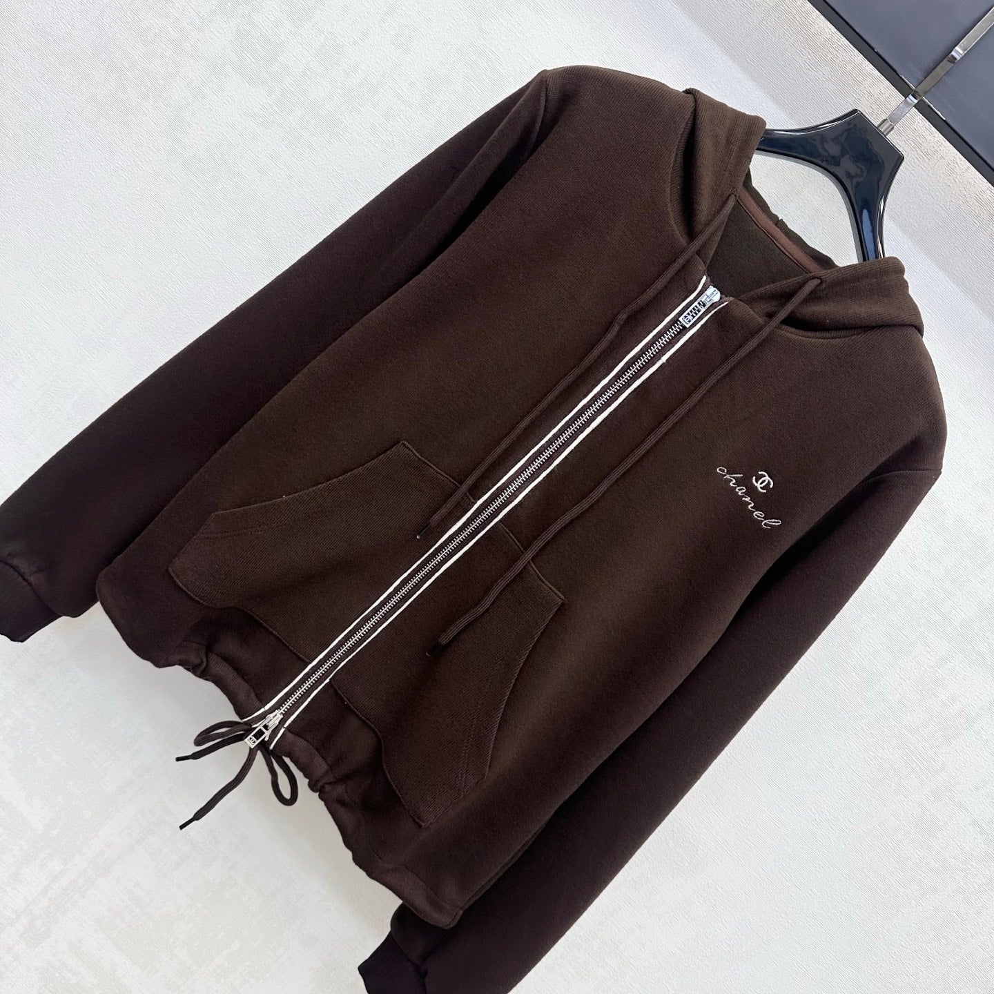 CC 26s Embroidered Hooded Cardigan Brown Wool Polyester 422570