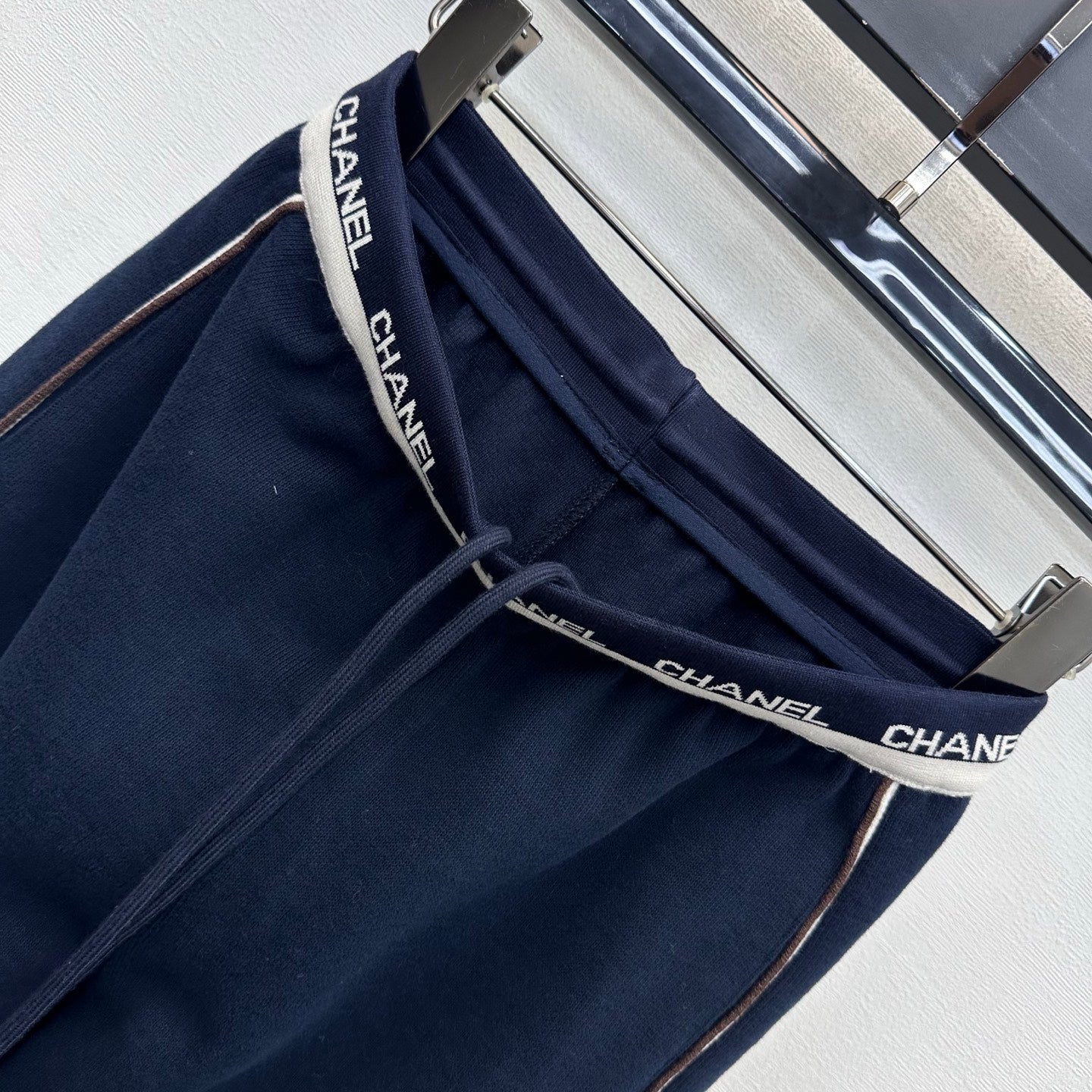 CC 26s Letter-Embroidered Trousers Navy Blue Wool Polyester 422572