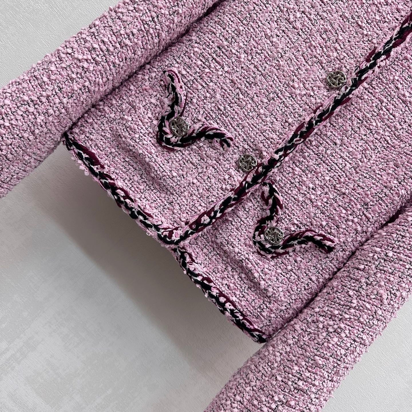 CC FW 2026 Jacket Pink Black White Tweed 423437