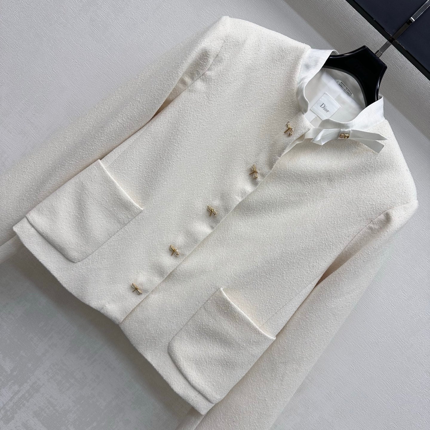 CD 26s Collarless Jacket Star Buttons Patch Pockets White Polyester Viscose Polyamide 427633