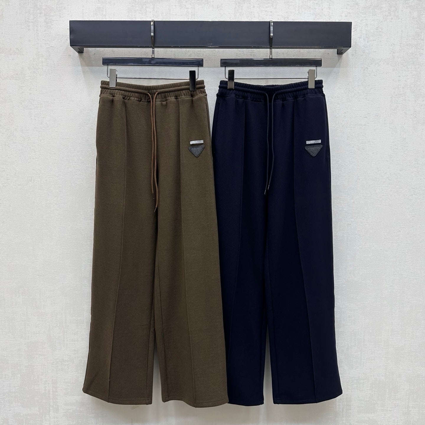 Prada 26s Triangle Logo Wide Leg Joggers Drawstring Cotton 4274853