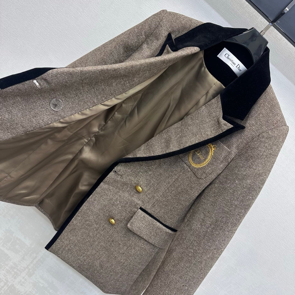CD 26s Double Breasted Blazer Brown Cotton Wool 434138