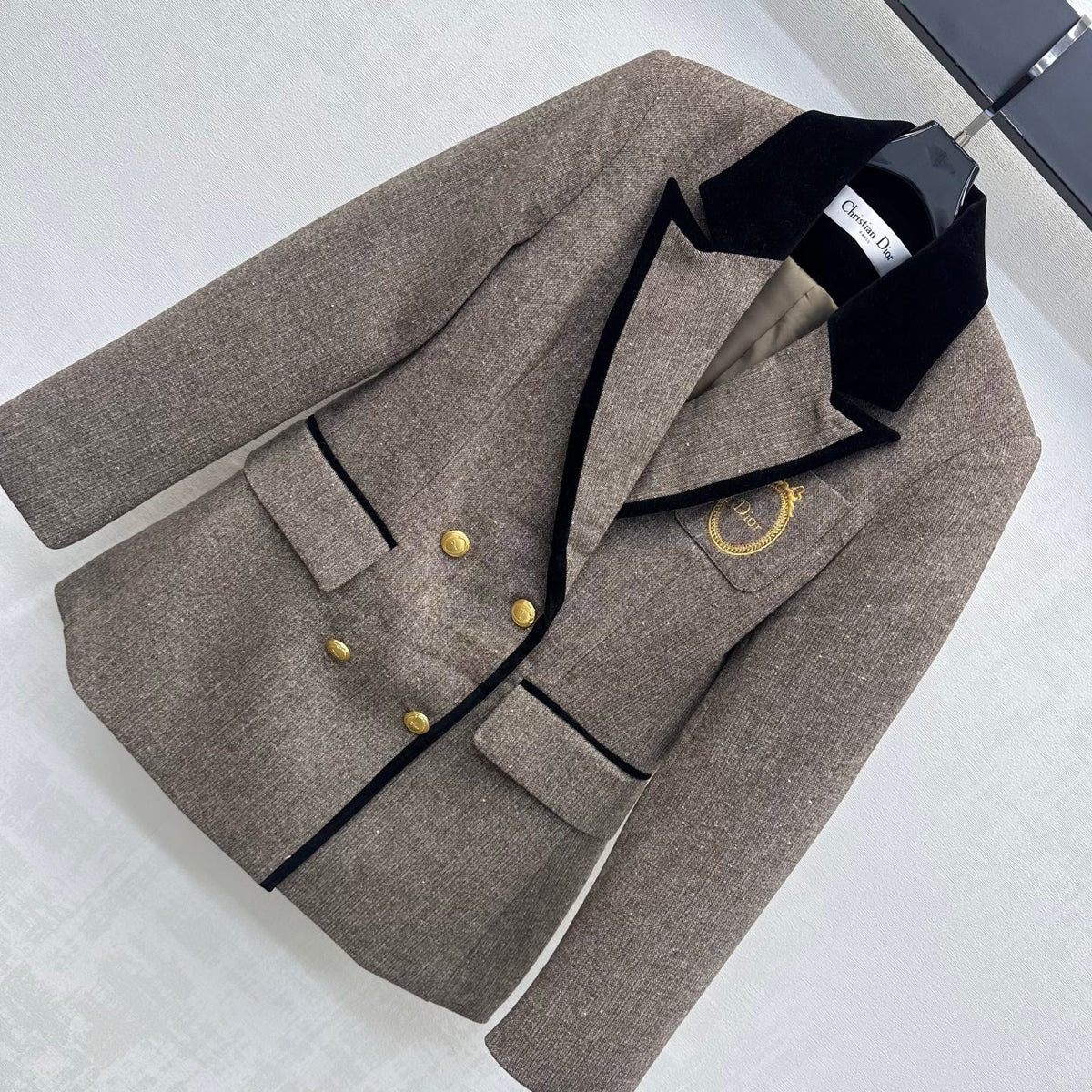 CD 26s Double Breasted Blazer Brown Cotton Wool 434138