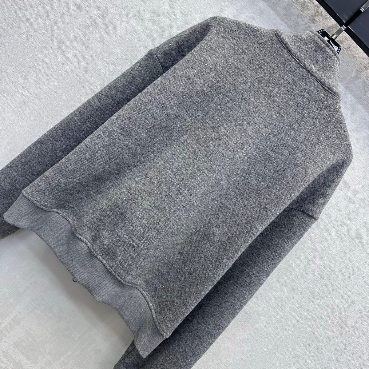 Miu Miu Zip Up Jacket Grey Wool Blend 434187