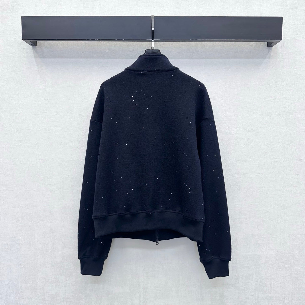 Miu Miu Zip Up Jacket Navy Glitter Wool Blend 434184