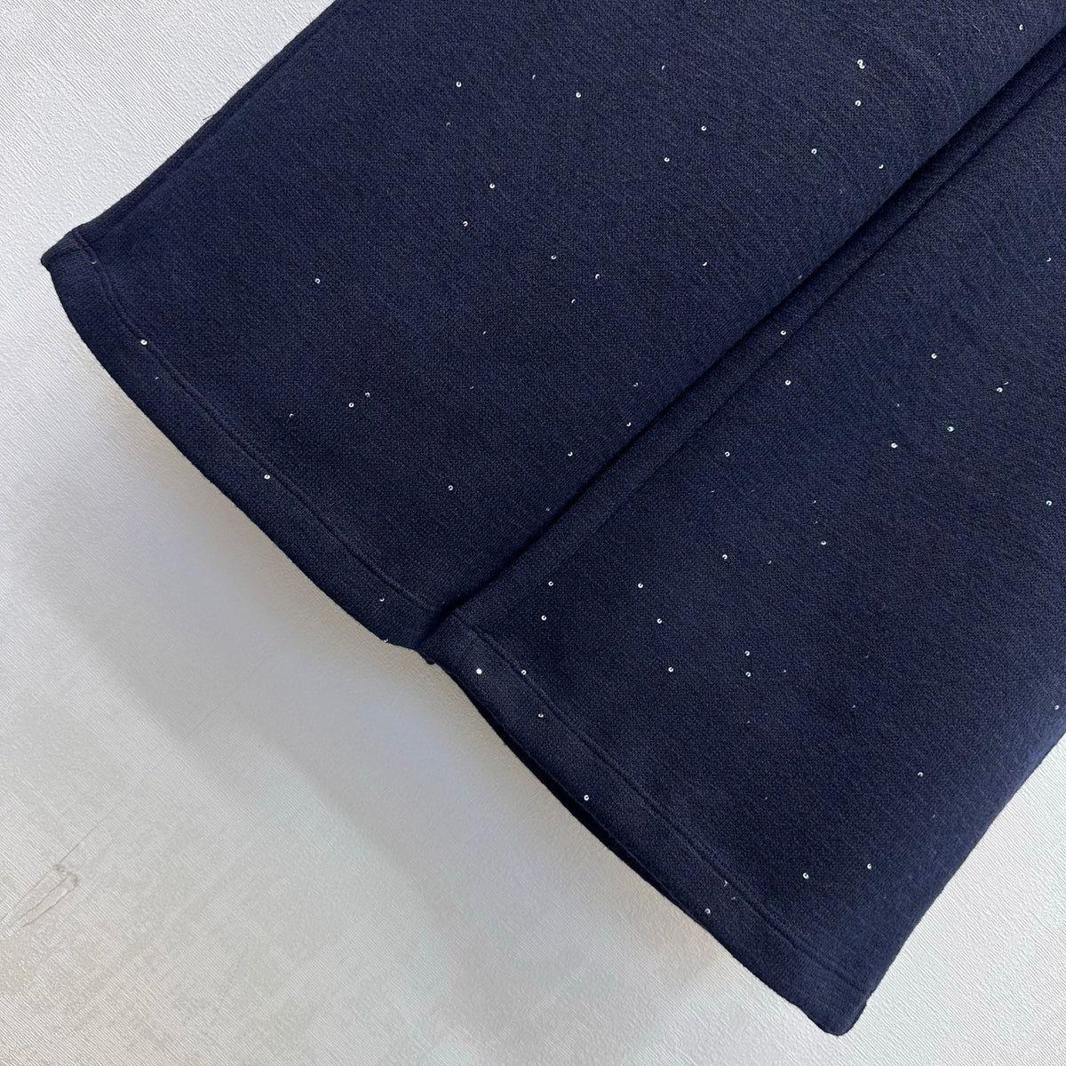 Miu Miu Wide Leg Pants Navy Glitter Wool Blend 434185
