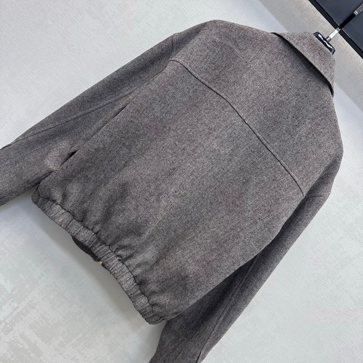Miu Miu Bomber Jacket Grey Tweed Cotton Blend 434176