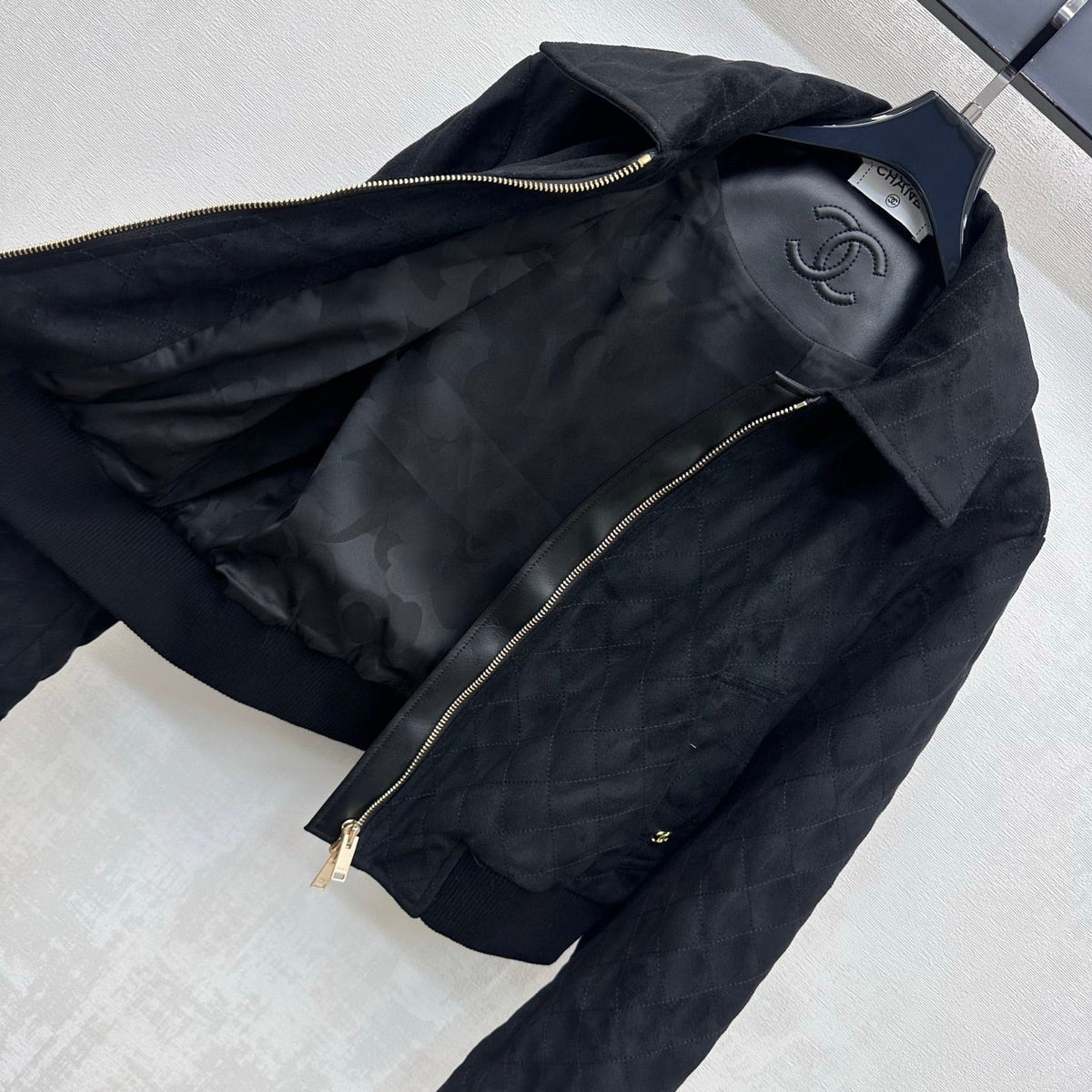 CC Suede Zip Up Jacket Black Cotton 433927