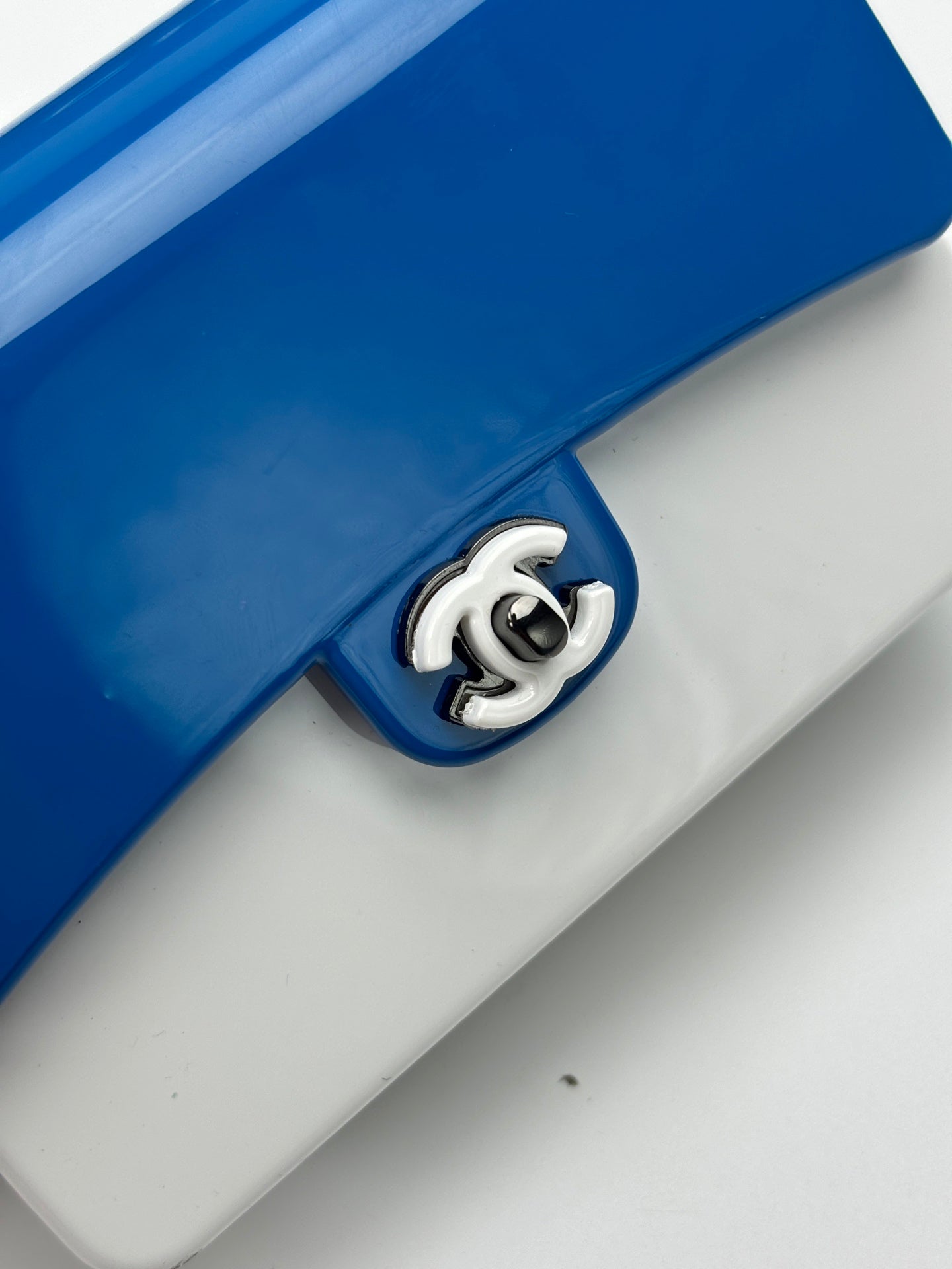 CC Evening Bag White Blue Acrylic