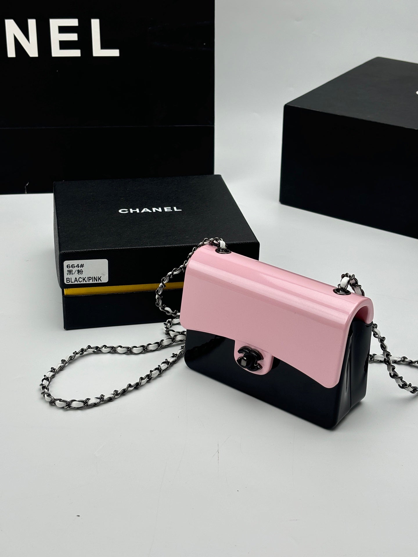 CC Evening Bag Pink Black Acrylic
