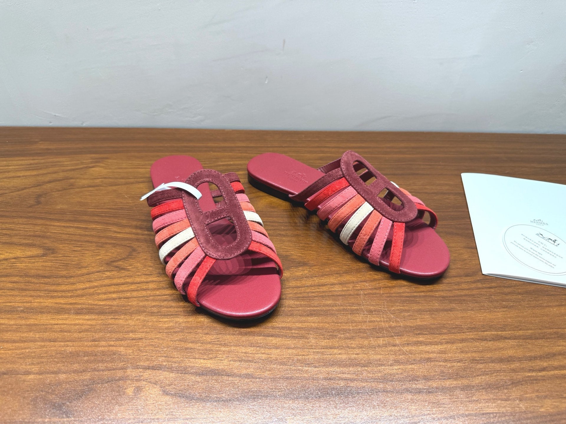 HM Noria Sandals Burugndy Colorful Suede 849480