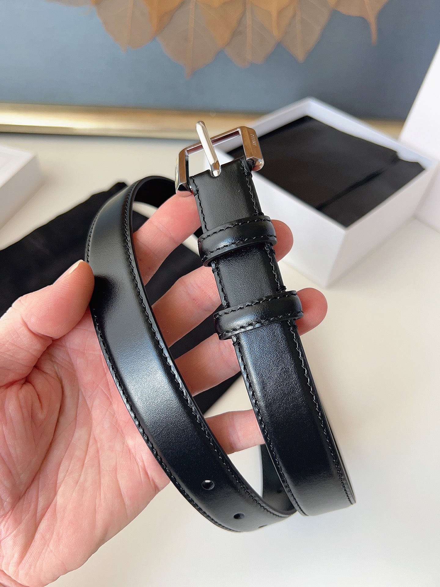 CL Sliver 25mm Triomphe Belt Black Cowhide 616411