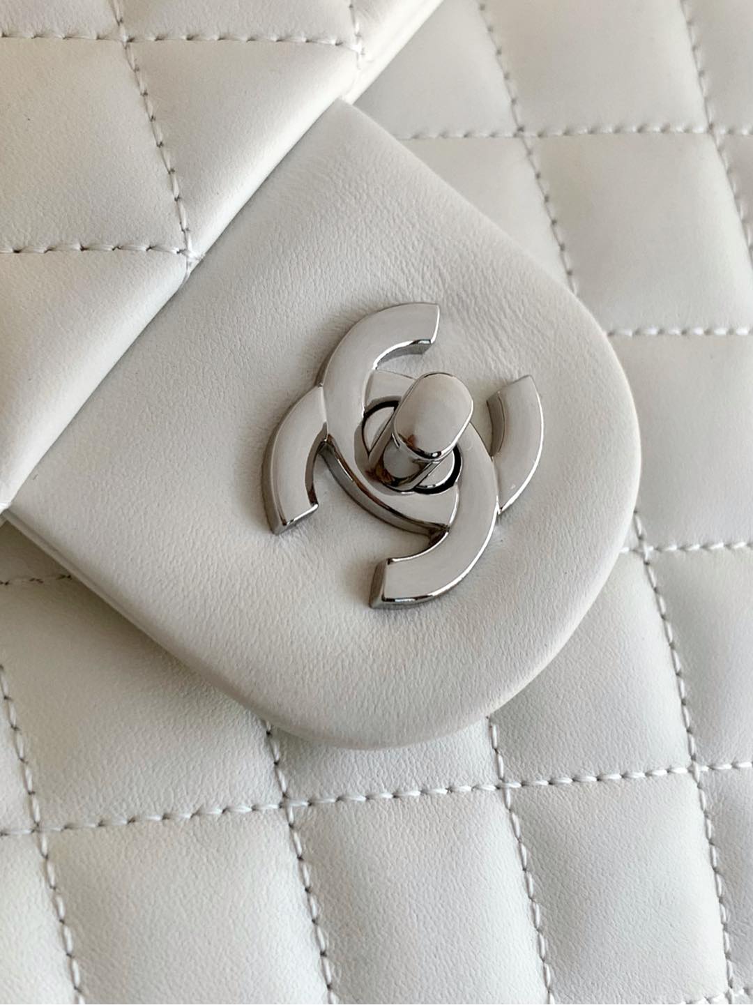 CC 2025 Cambon Bag 33cm White Black Lambskin 308109
