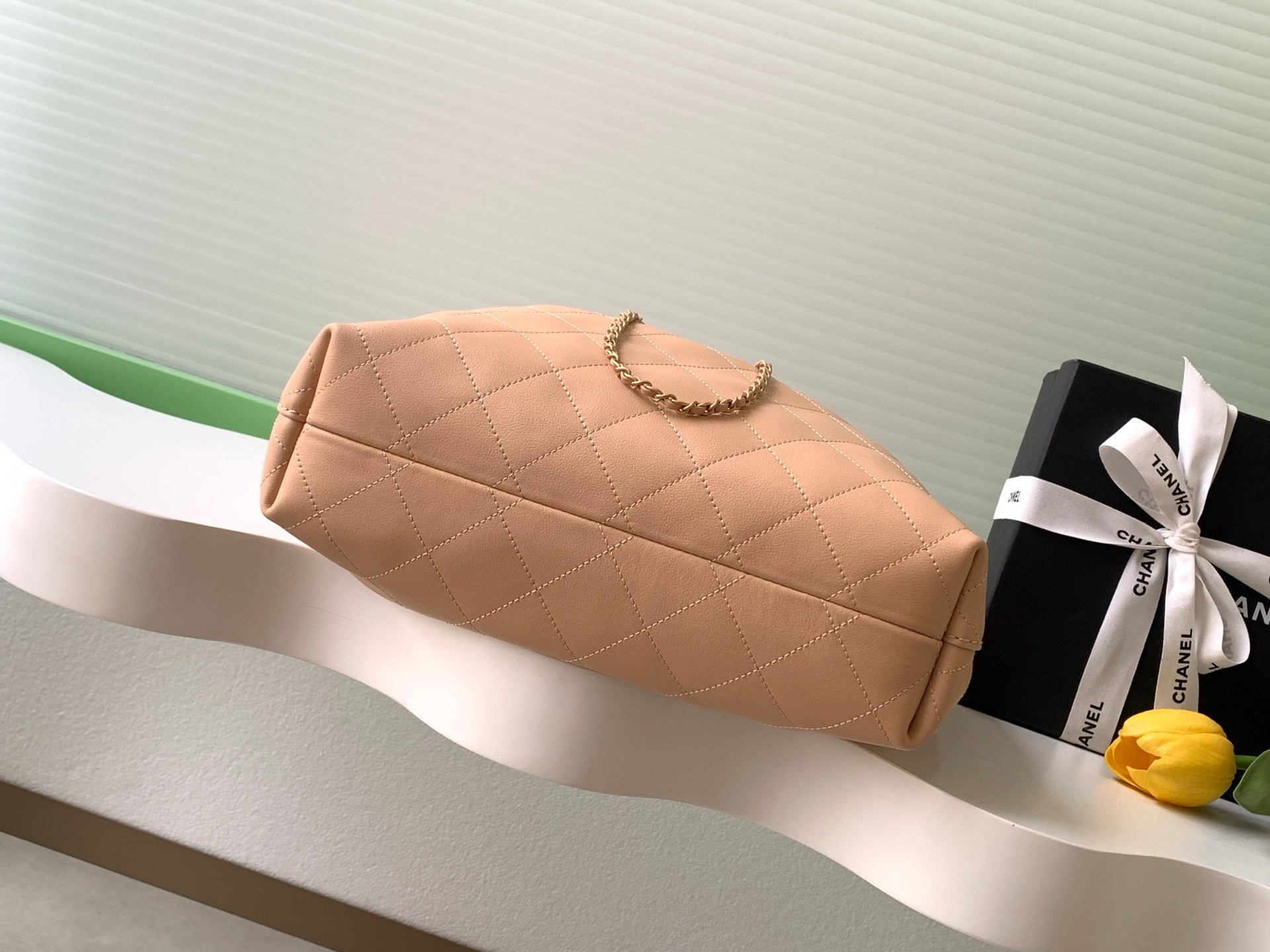 CC 2025 Hobo Bag 45cm Beige Calfskin